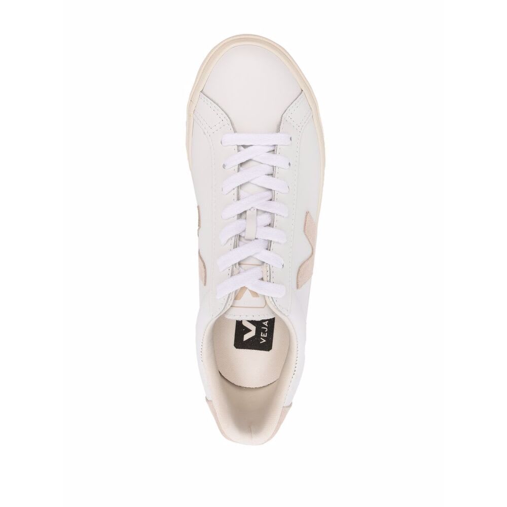 Veja Esplar Logo Leather Extra White Sable Trainers In White