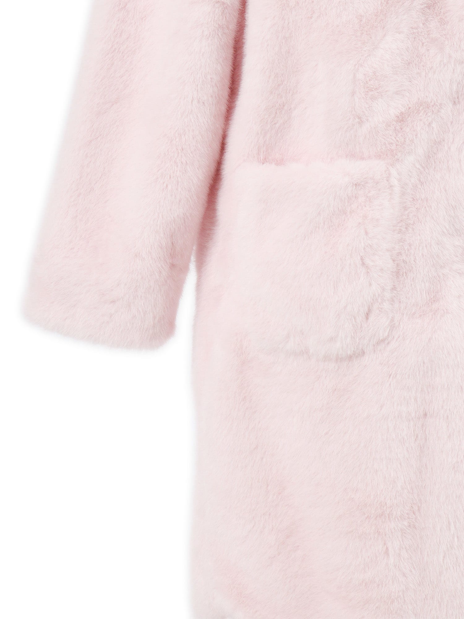 Monnalisa Hairy Peluche Teddy Coat In Pink