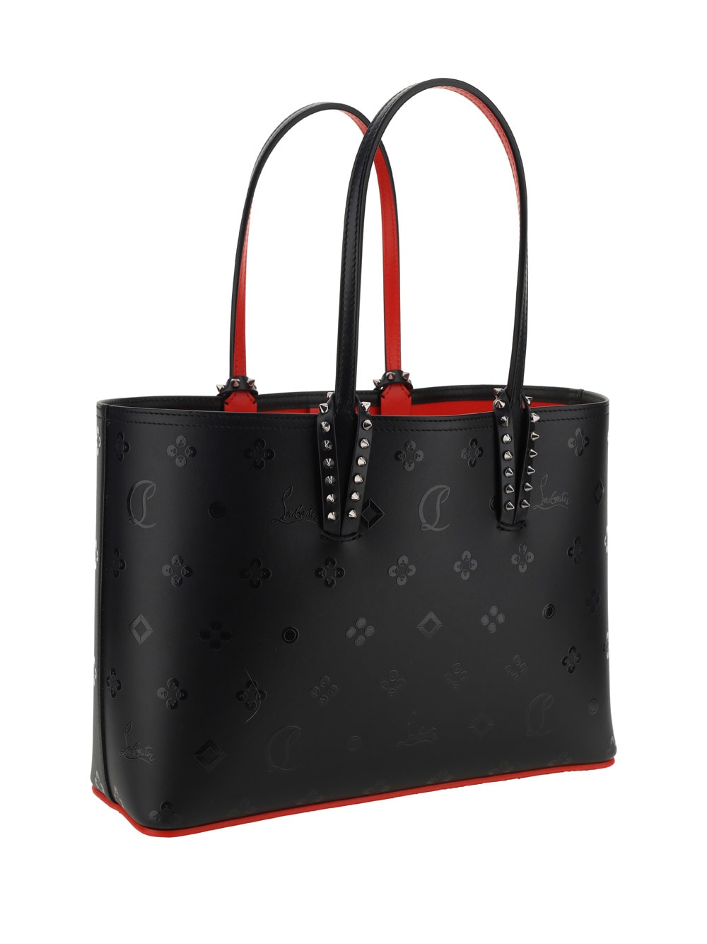 Shop Christian Louboutin Leche Leather Cabata Small Calf Paris Loubinthesky Print Handbag