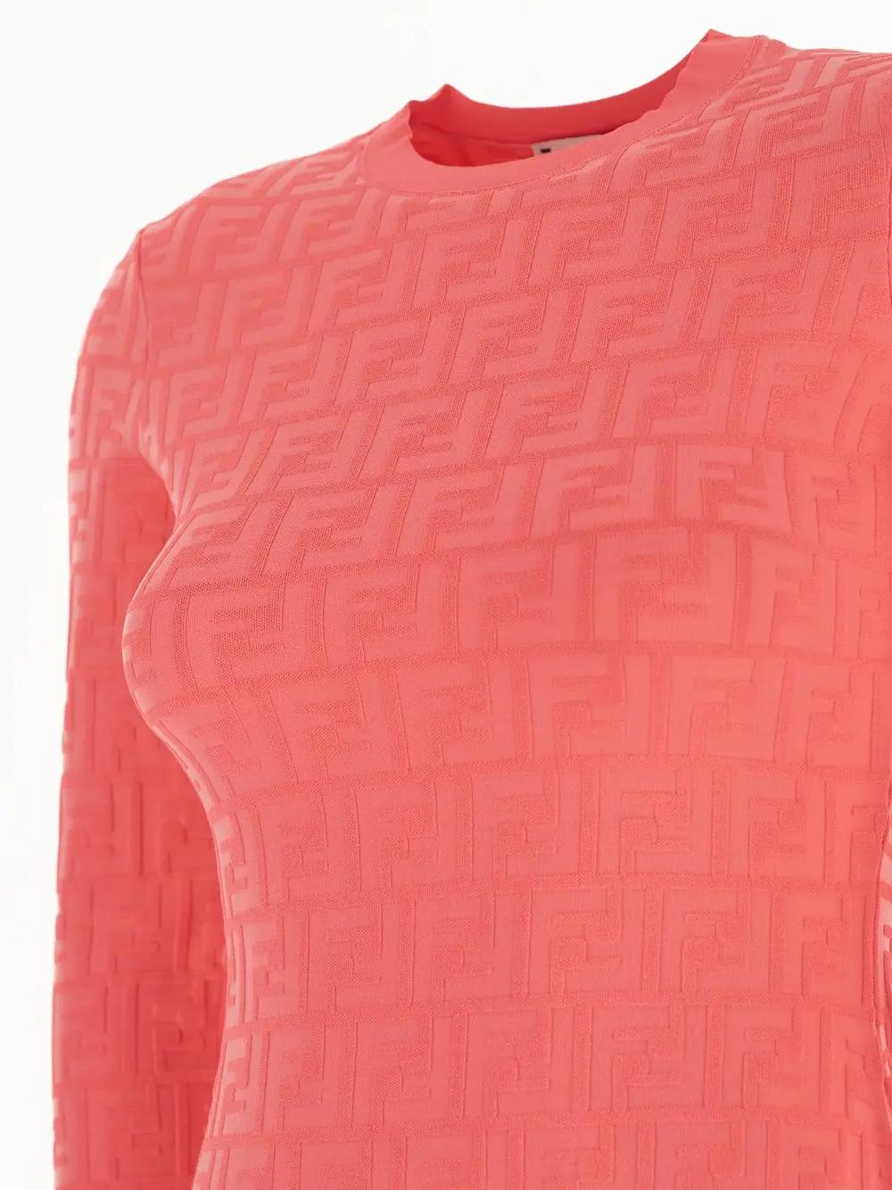 Shop Fendi Ff Jacquard Mini Dress In Pink