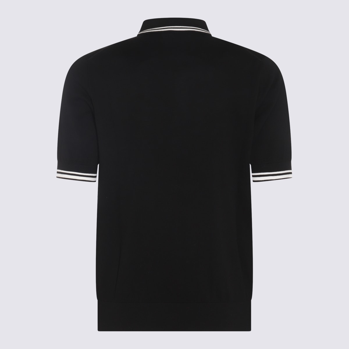 Shop Dolce & Gabbana Black And White Cotton Blend Polo Shirt
