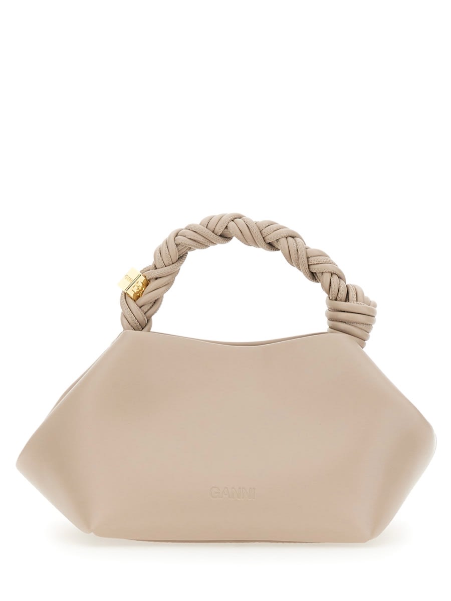 Shop Ganni Small Bou Handbag In Beige