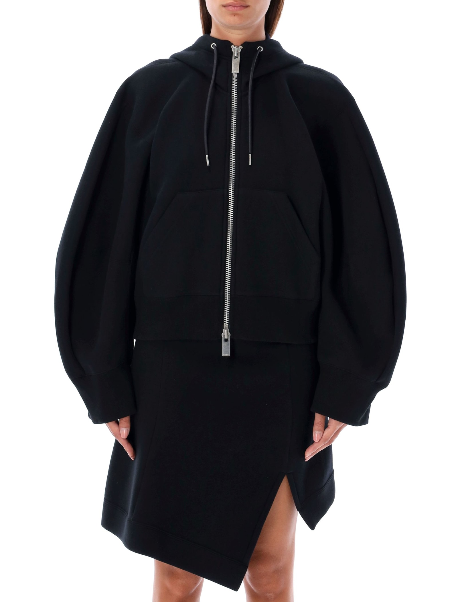 Shop Sacai Hoodie Sponge Fleece In Black