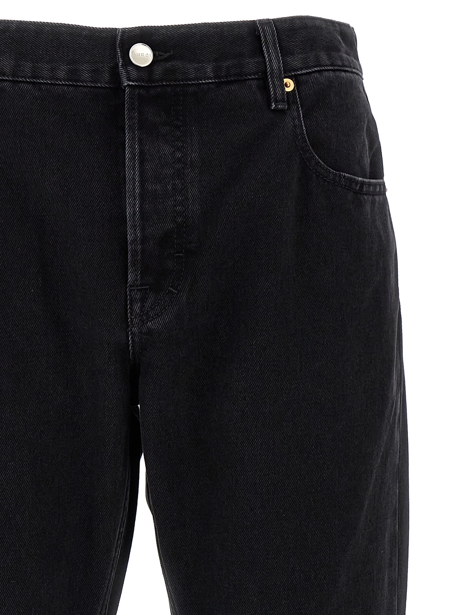 Shop Gucci Web Tape Jeans In Black