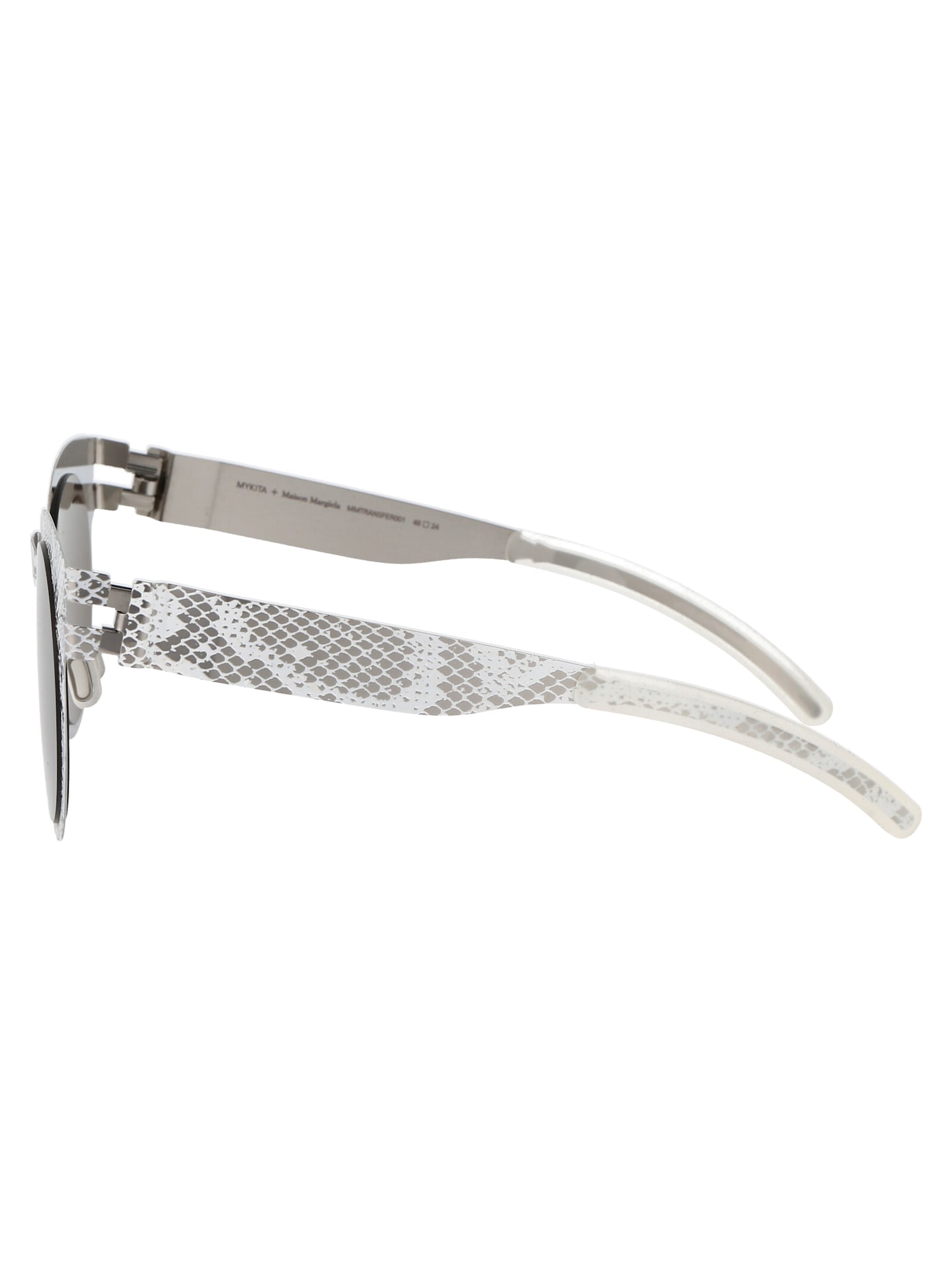 Mykita Silver White Python Dark Grey Solid Metal Sunglasses In Gray