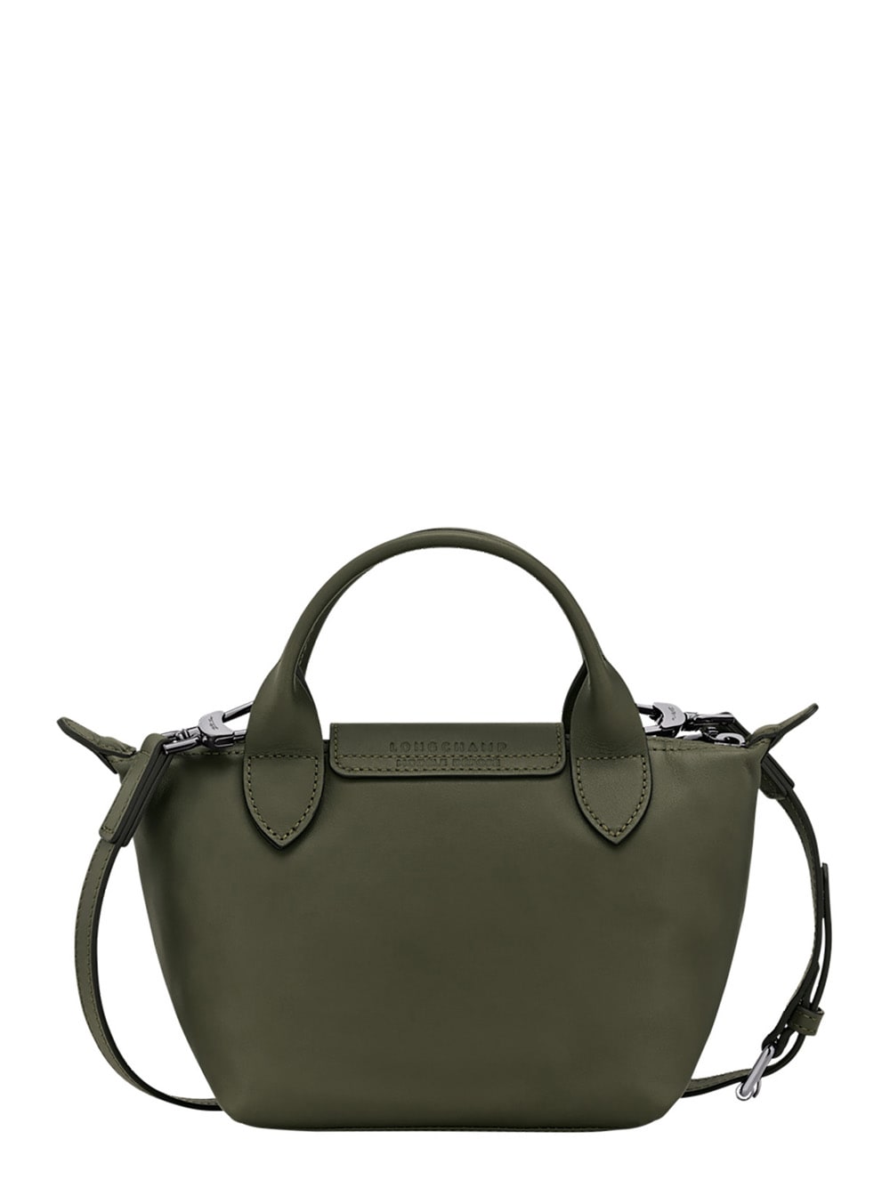 Longchamp Le Pilage Xtra Green Handbag With Adjustable And Removable Shoulder Strap And Embossed Logo On The F In Green
