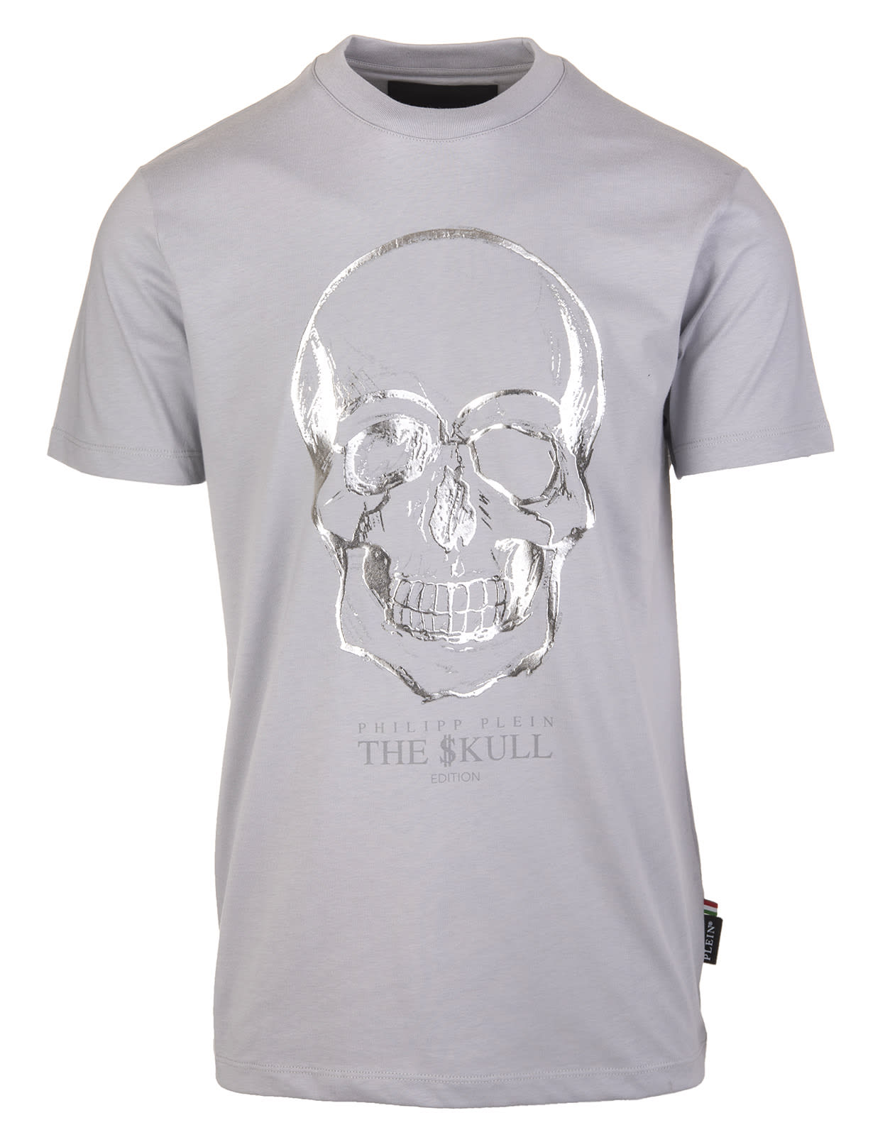 Philipp Plein Man Light Blue Skull Short Sleeve T-shirt