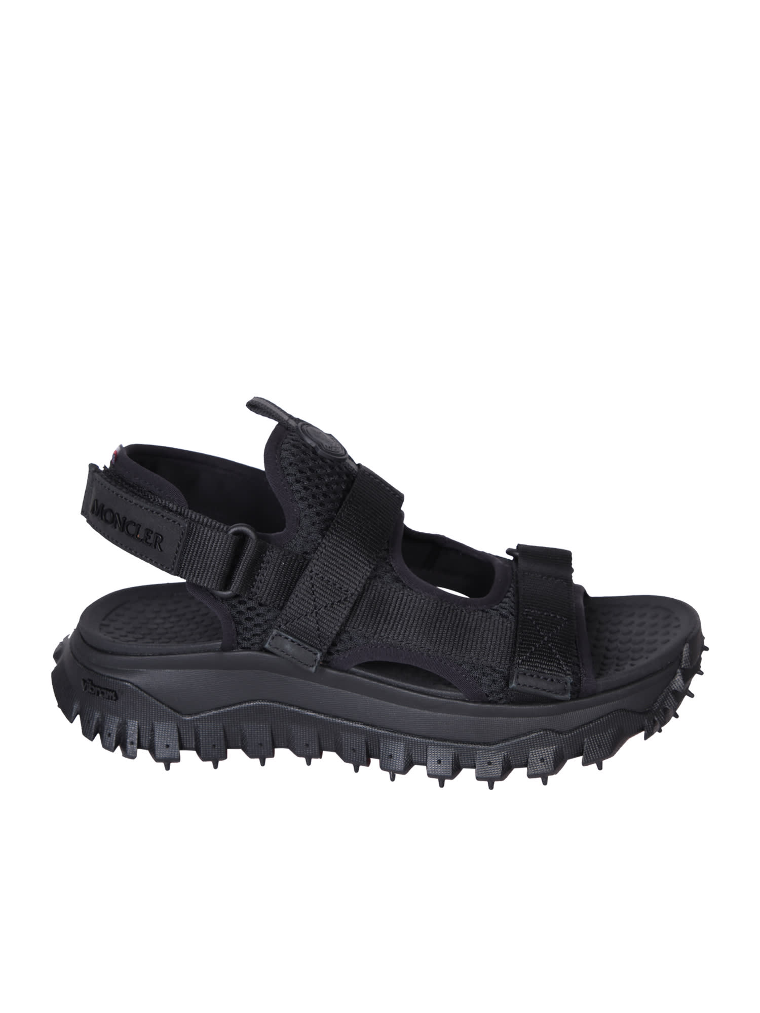 Shop Moncler Trailgrip Vela Black Sandals