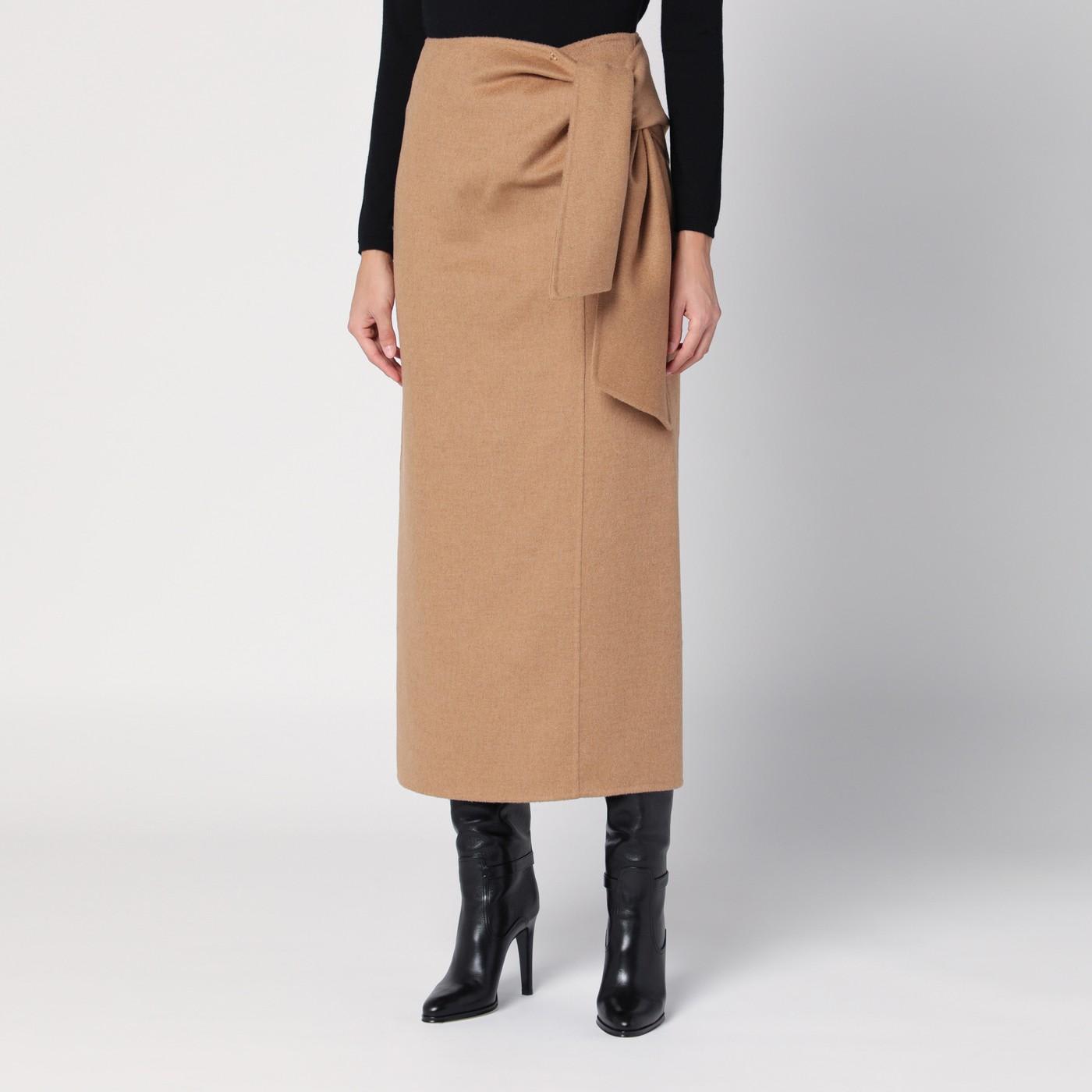 Shop Max Mara Beige Camel Midi Skirt In Brown