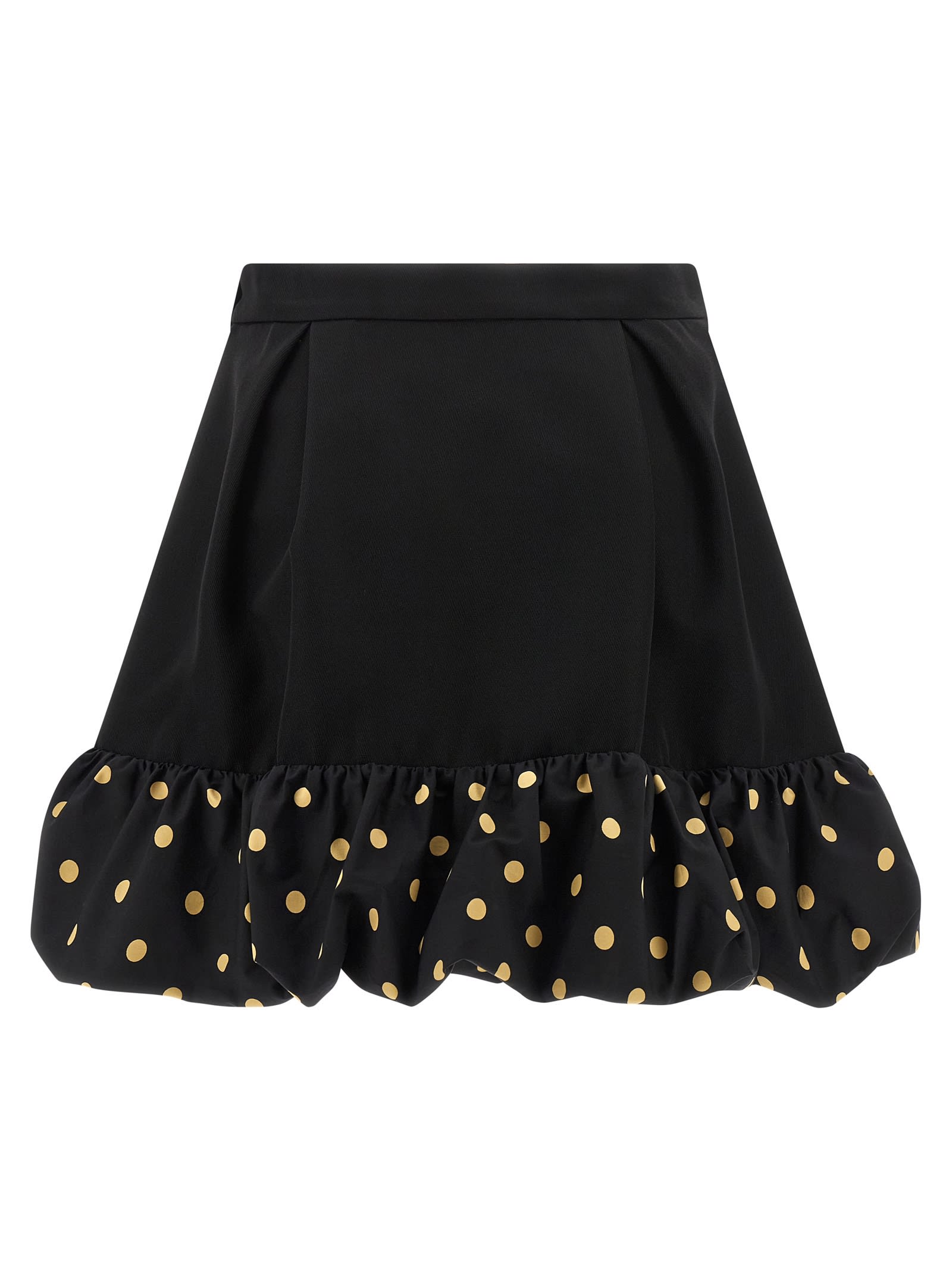 Moschino Polka Dots Wool Blend Diagonal Miniskirt In Black