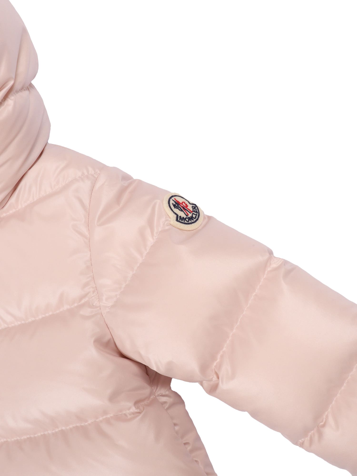 Moncler Long Sleeve Down Jacket In Pink