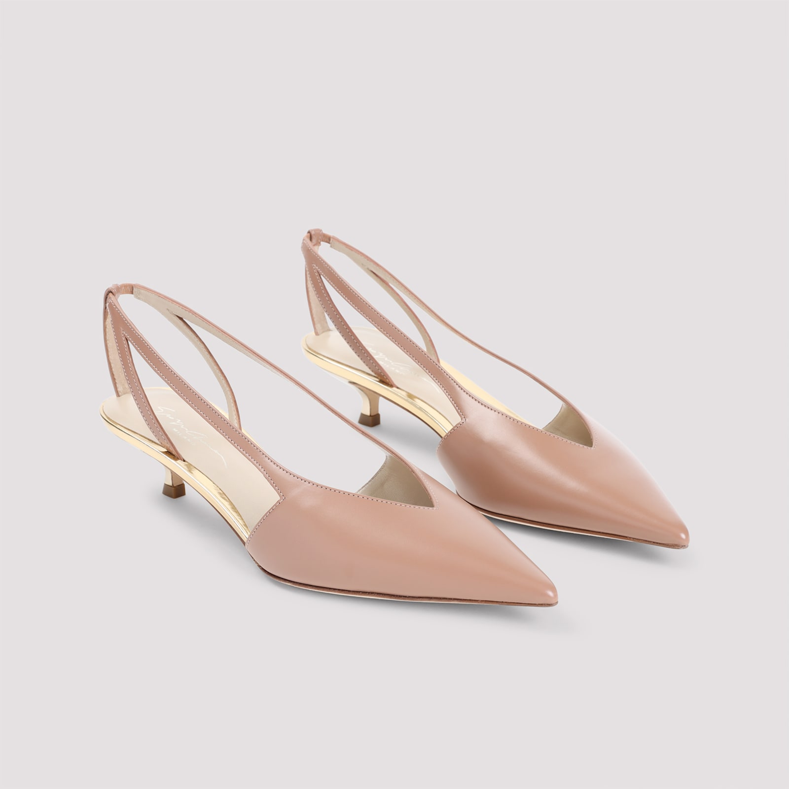 Shop Giorgio Armani Calf Leather Pumps In Miele Platino