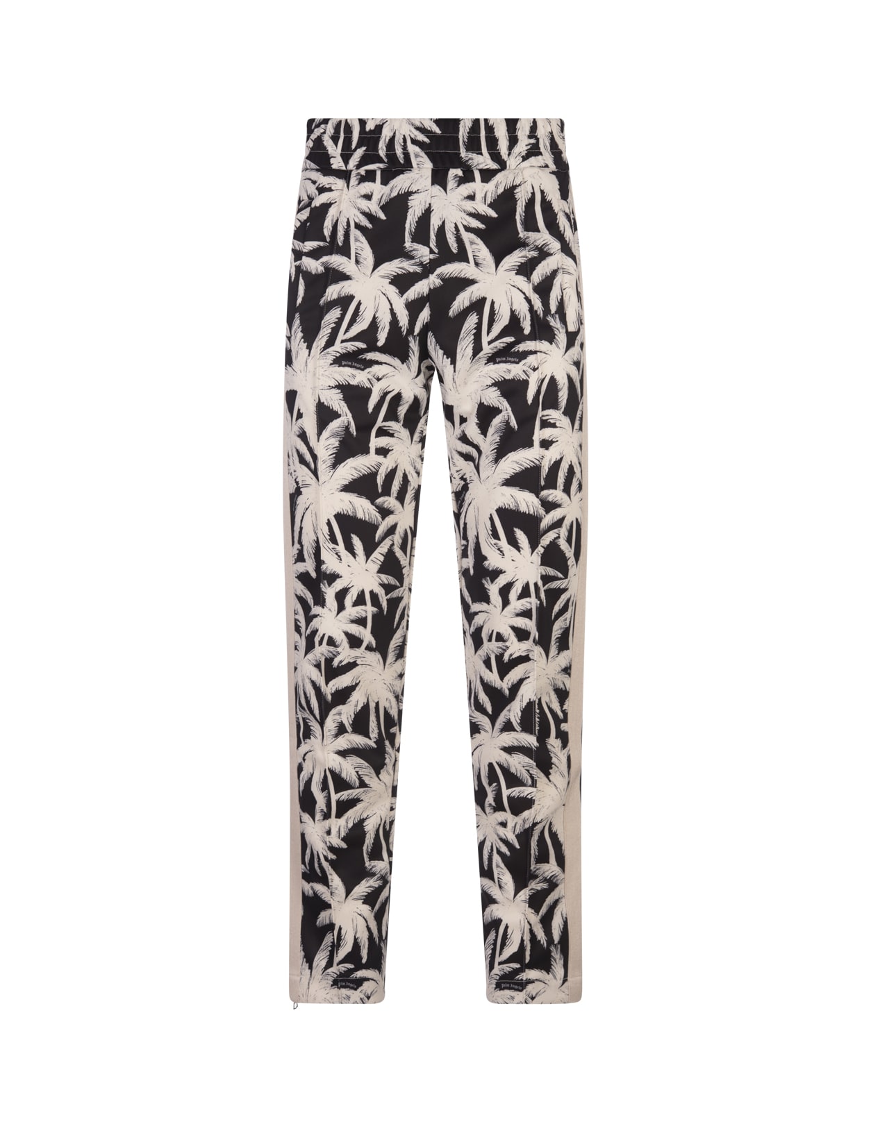 Black Joggers With Palm Print All-over