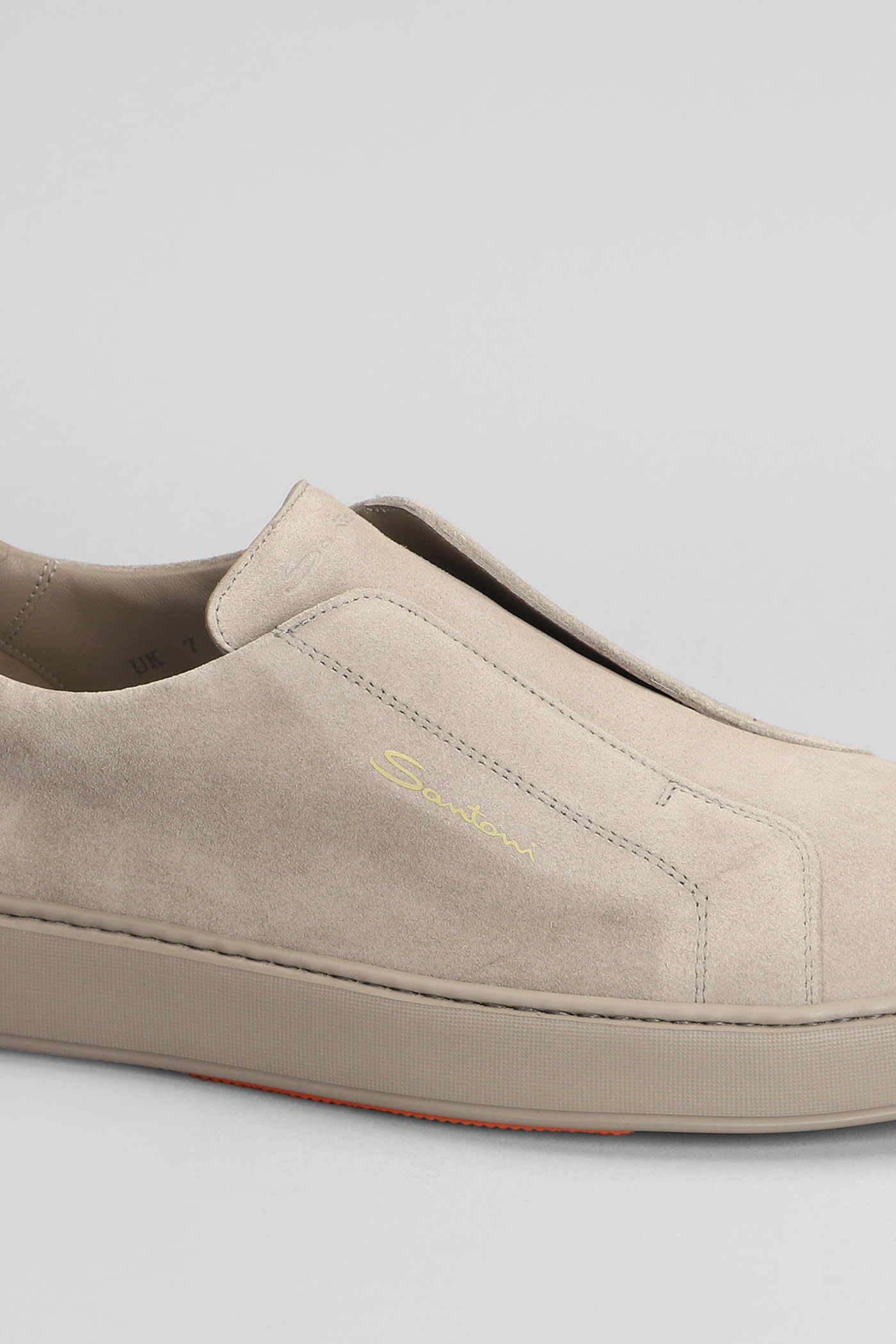 Shop Santoni Victory Sneakers In Taupe Suede