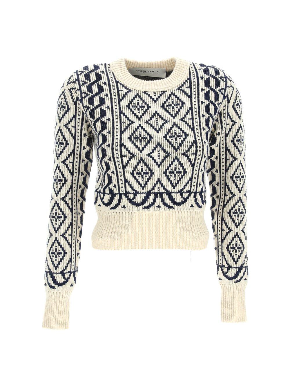 GOLDEN GOOSE CREWNECK CROPPED JUMPER