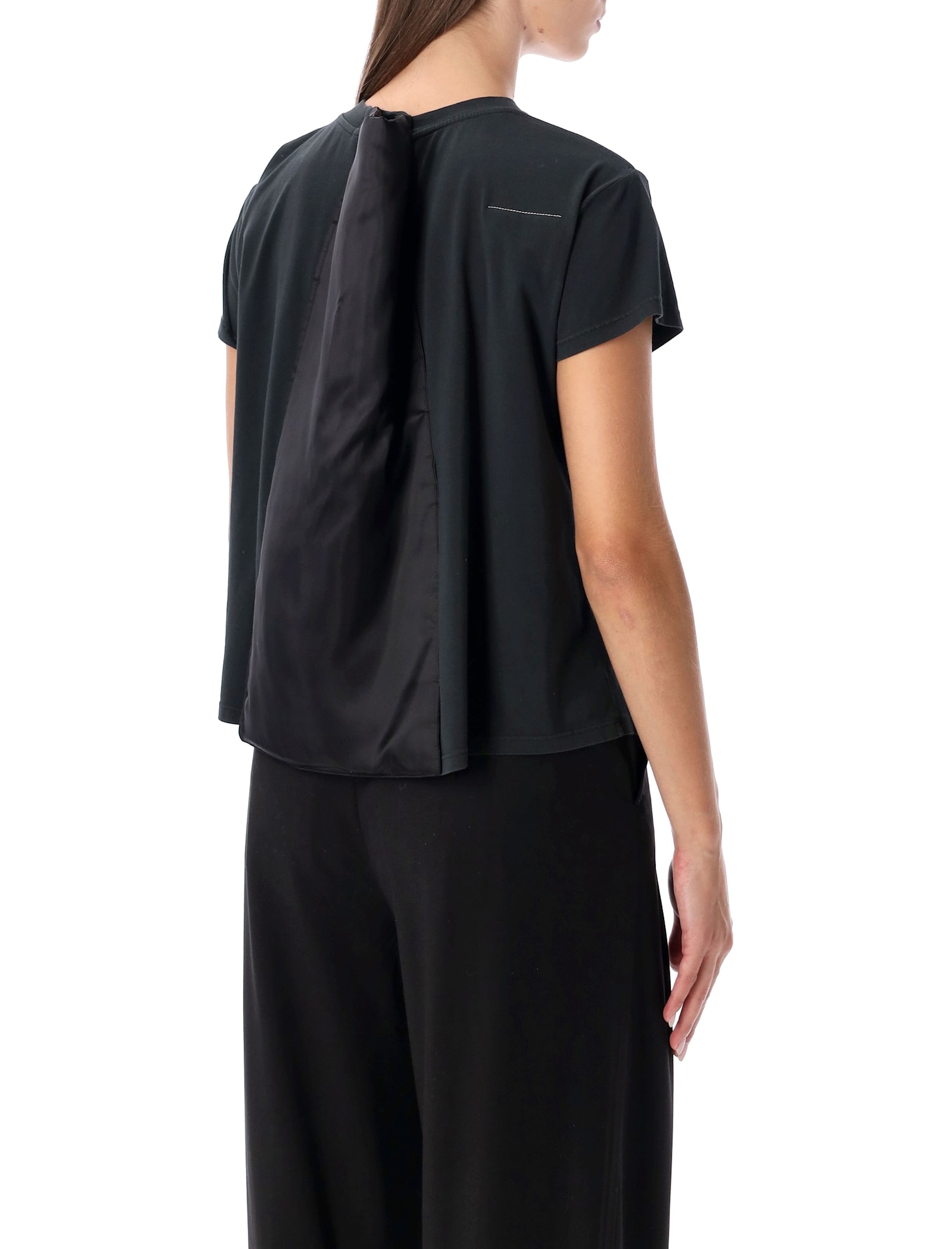 Mm6 Maison Margiela Back Detail Short Sleeve T-shirt In Black