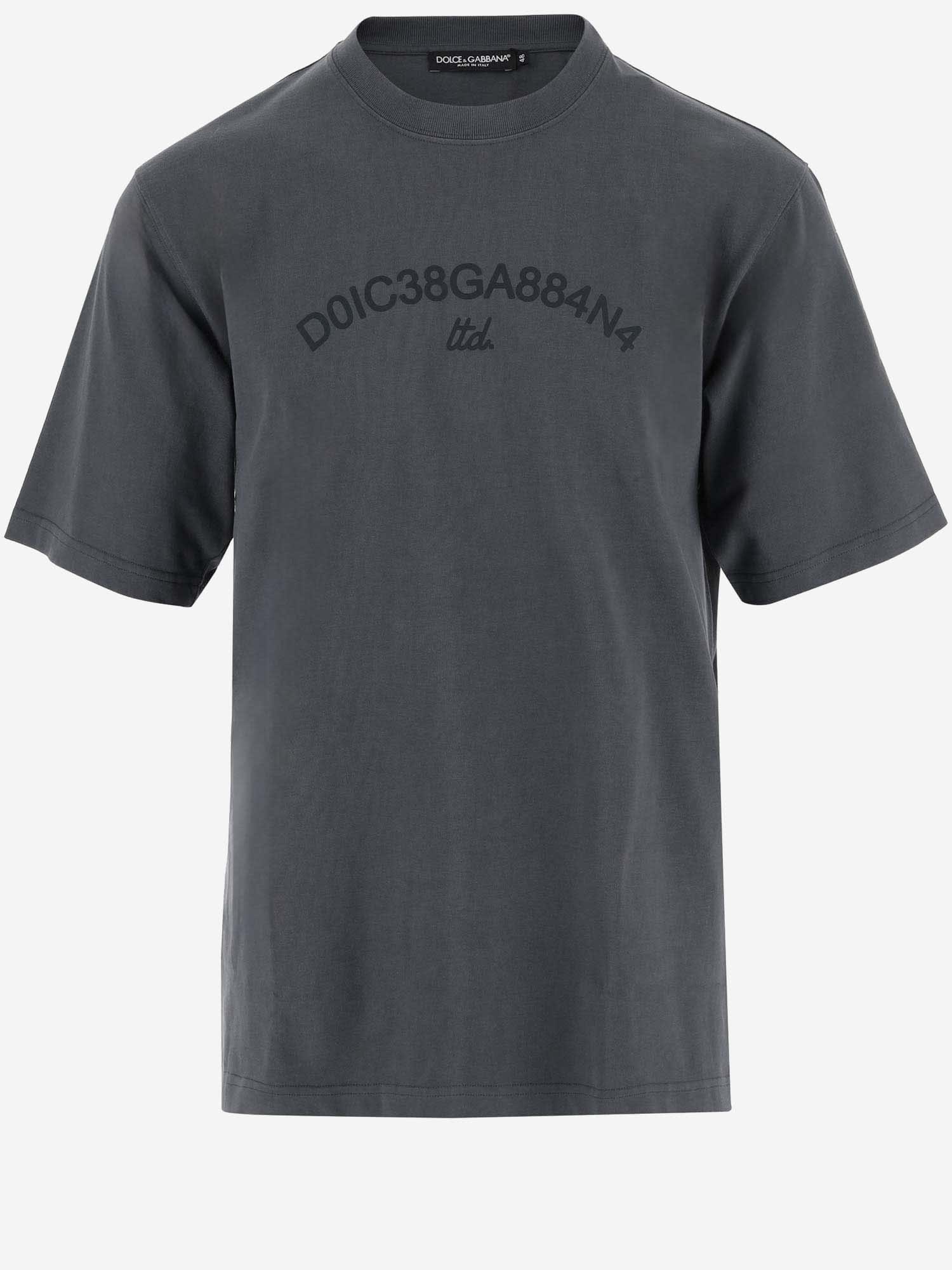 Shop Dolce & Gabbana Cotton T-shirt With Logo In Grey