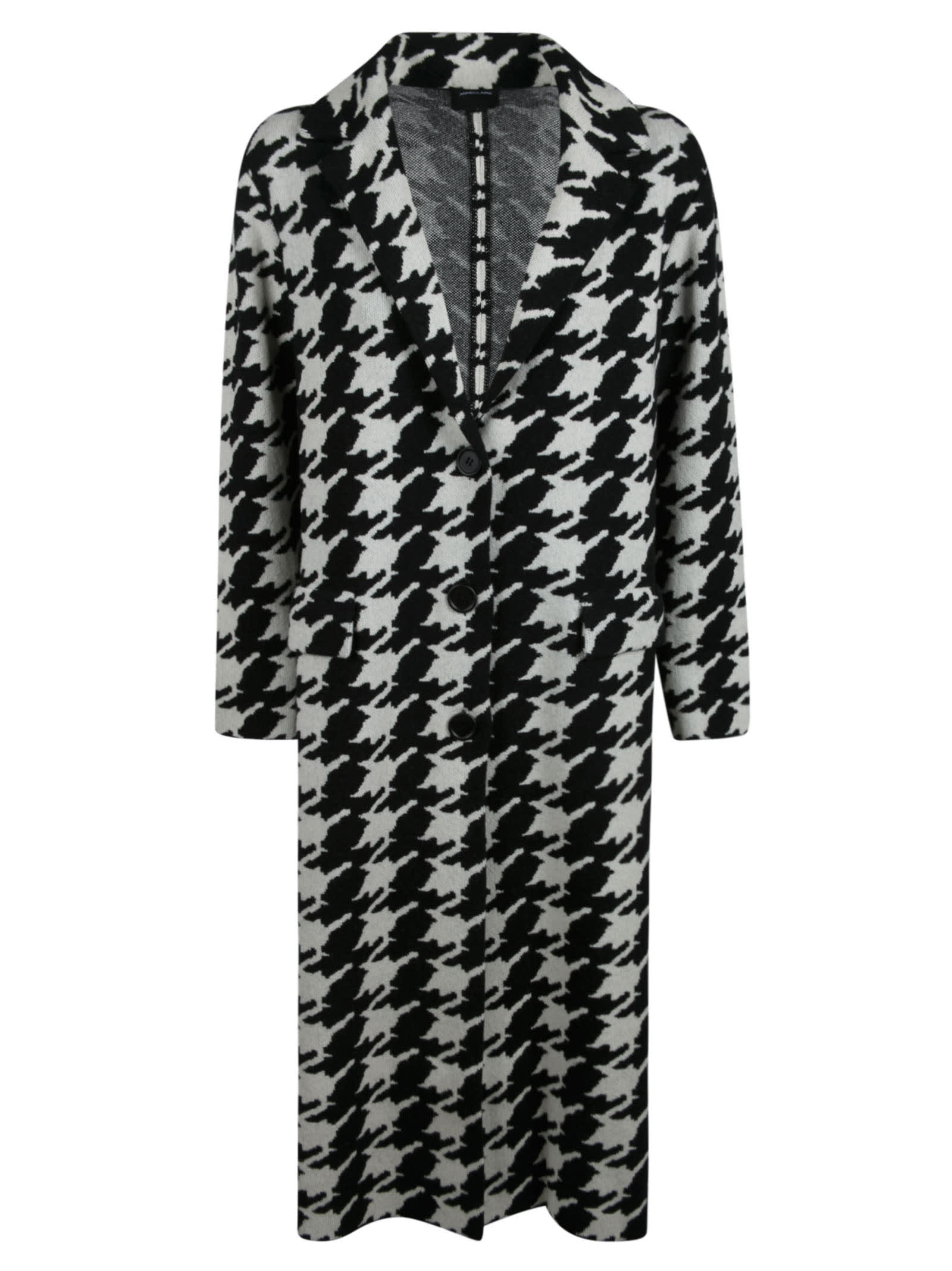 Anneclaire Houndstooth Buttoned Coat