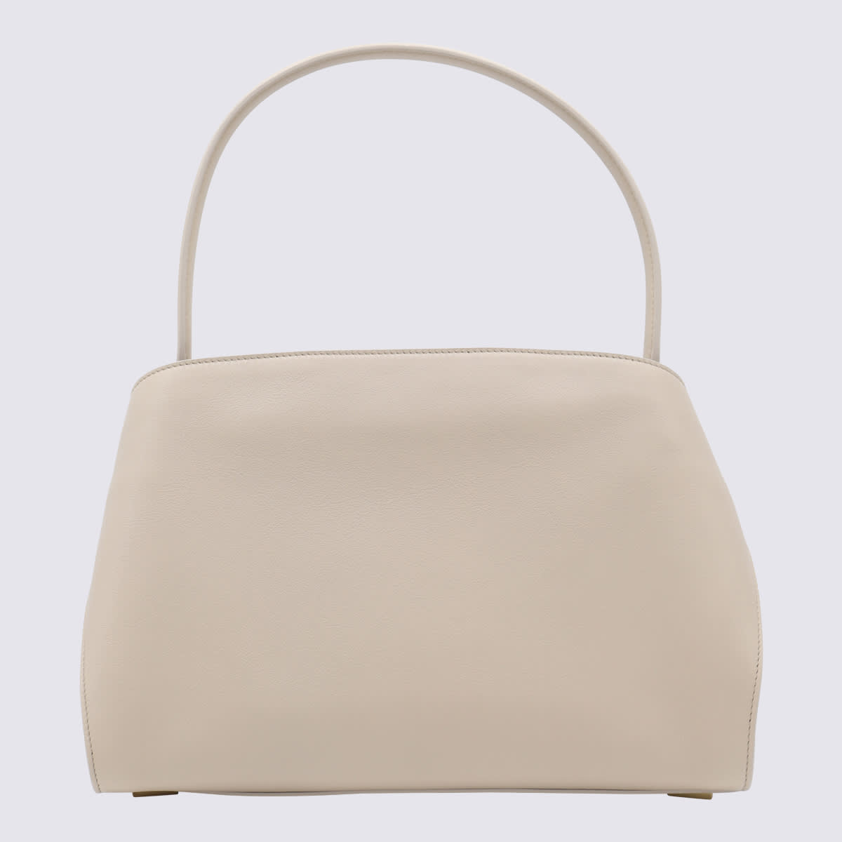 Ferragamo Light Grey Leather Hug Soft Shoulder Bag In Brown