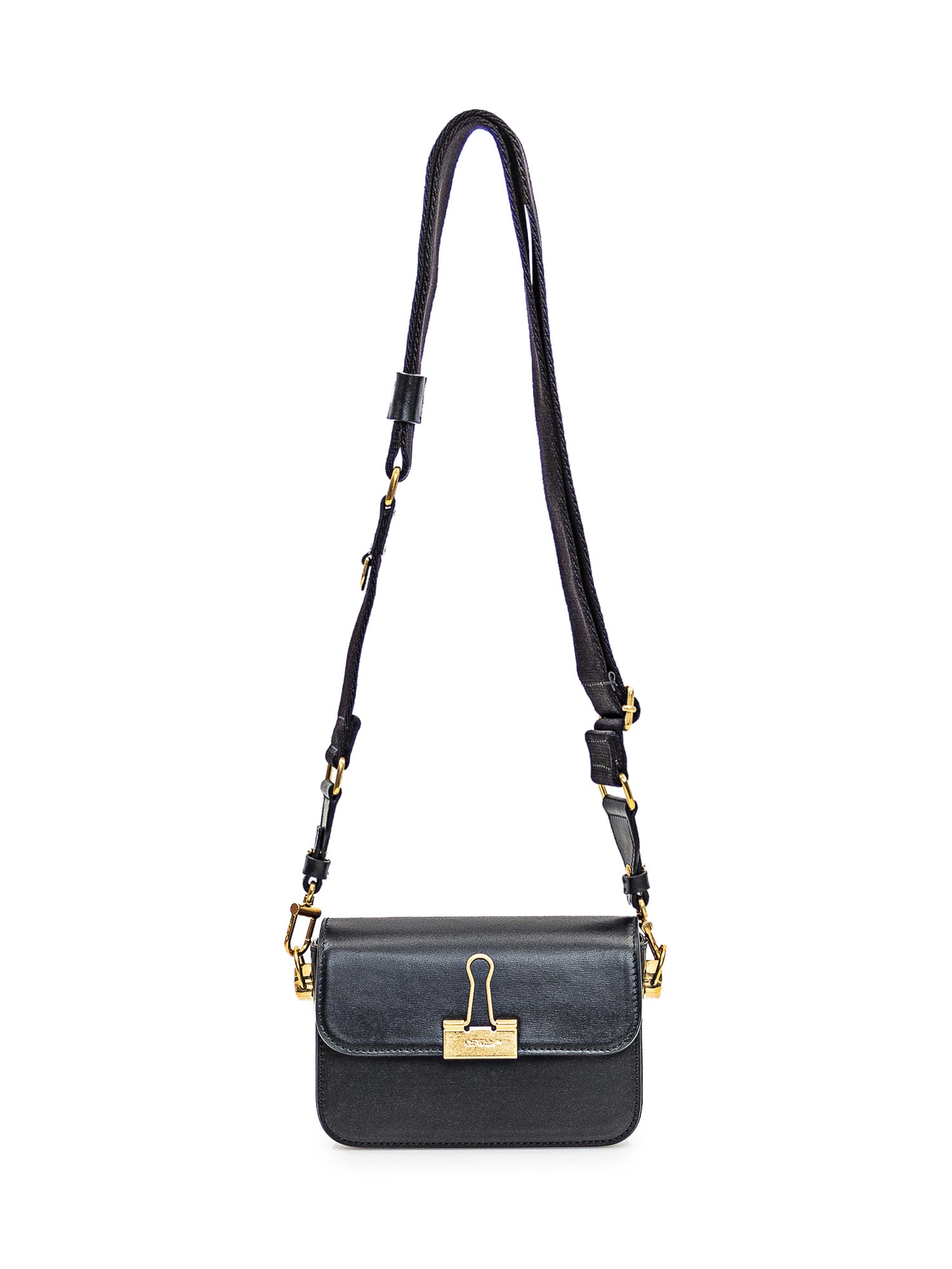 Shop Off-white Black Leather Small Plain Binder Handbag