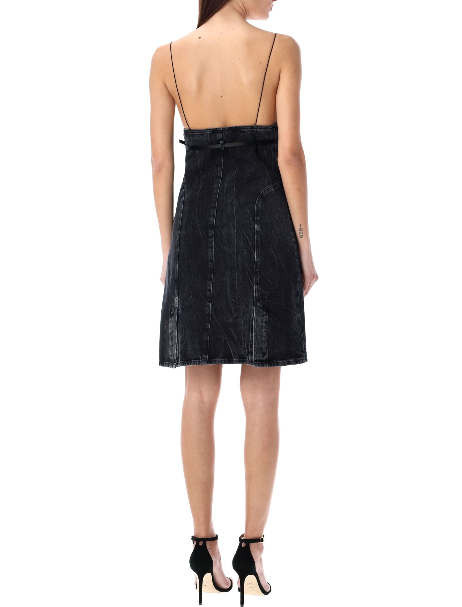 Shop Givenchy Voyou Straps Denim Mini Dress In Black