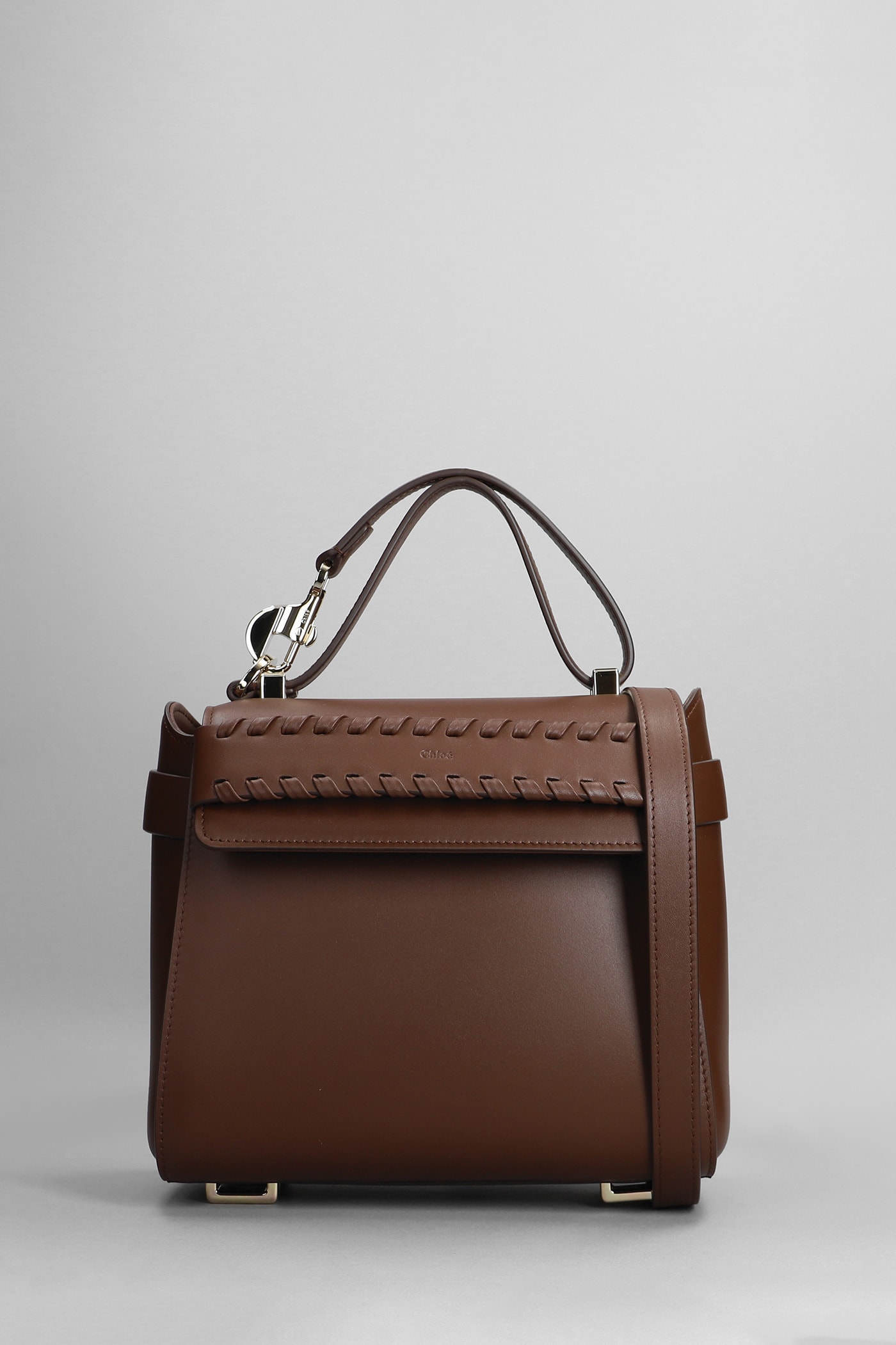 Chloé Nacha Hand Bag In Brown Leather