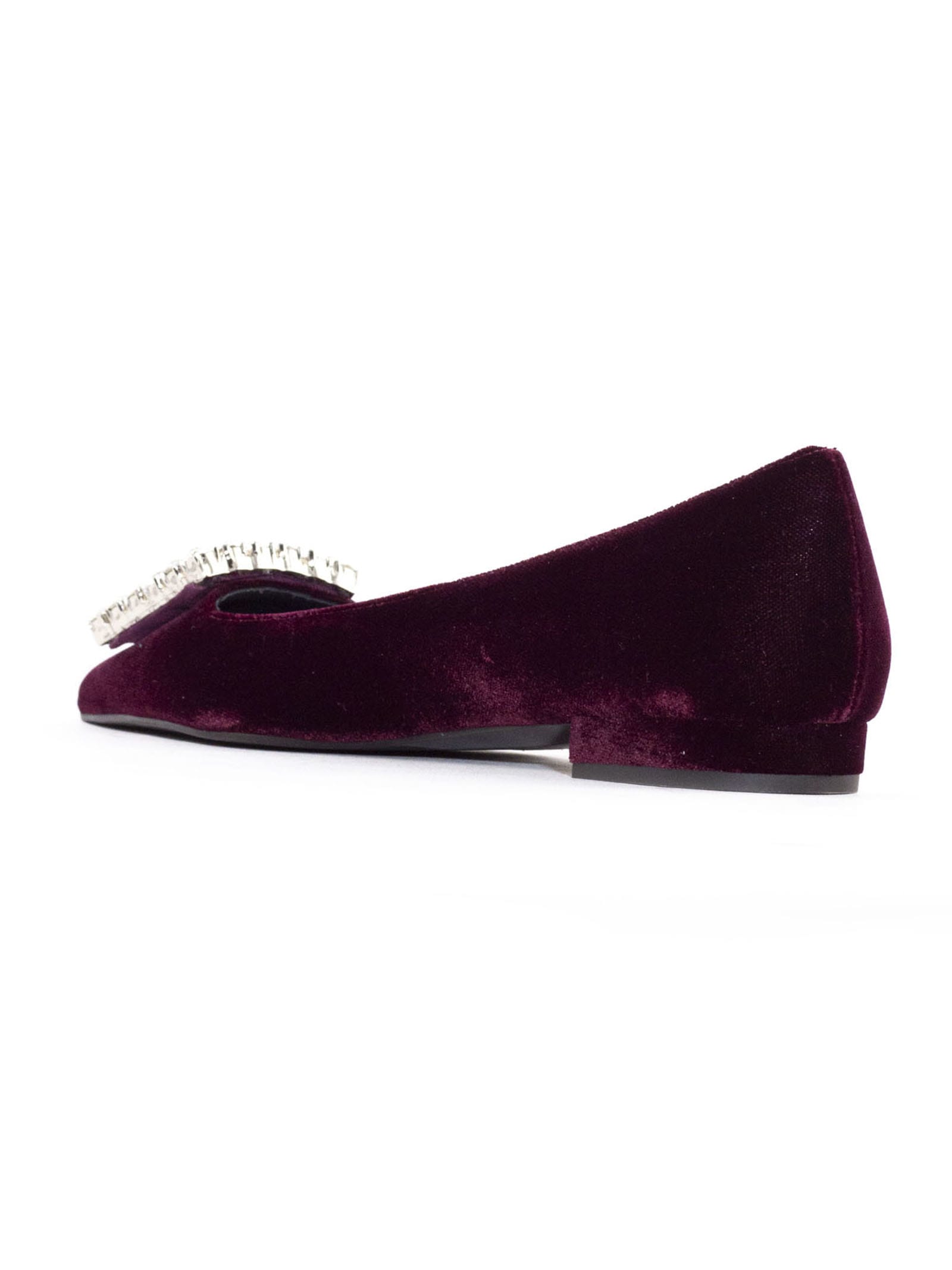 Shop Roberto Festa Amaia Burgundy Velvet Ballerina Shoes In Bordeaux