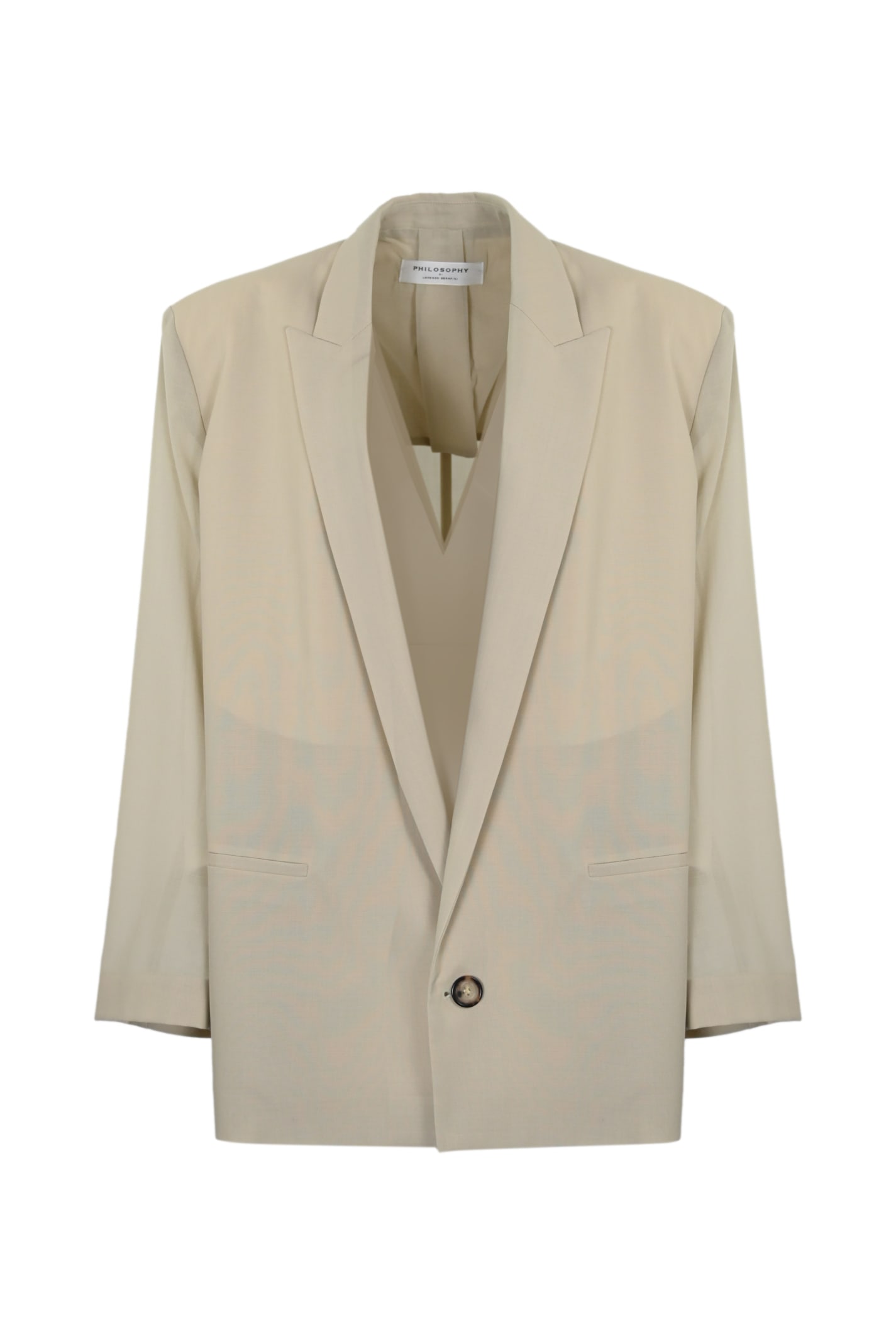 Shop Philosophy Di Lorenzo Serafini Oversized Wool Voile Jacket In Grey