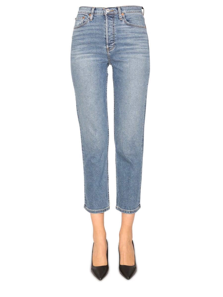 Shop Re/done Cropped Jeans In Denim