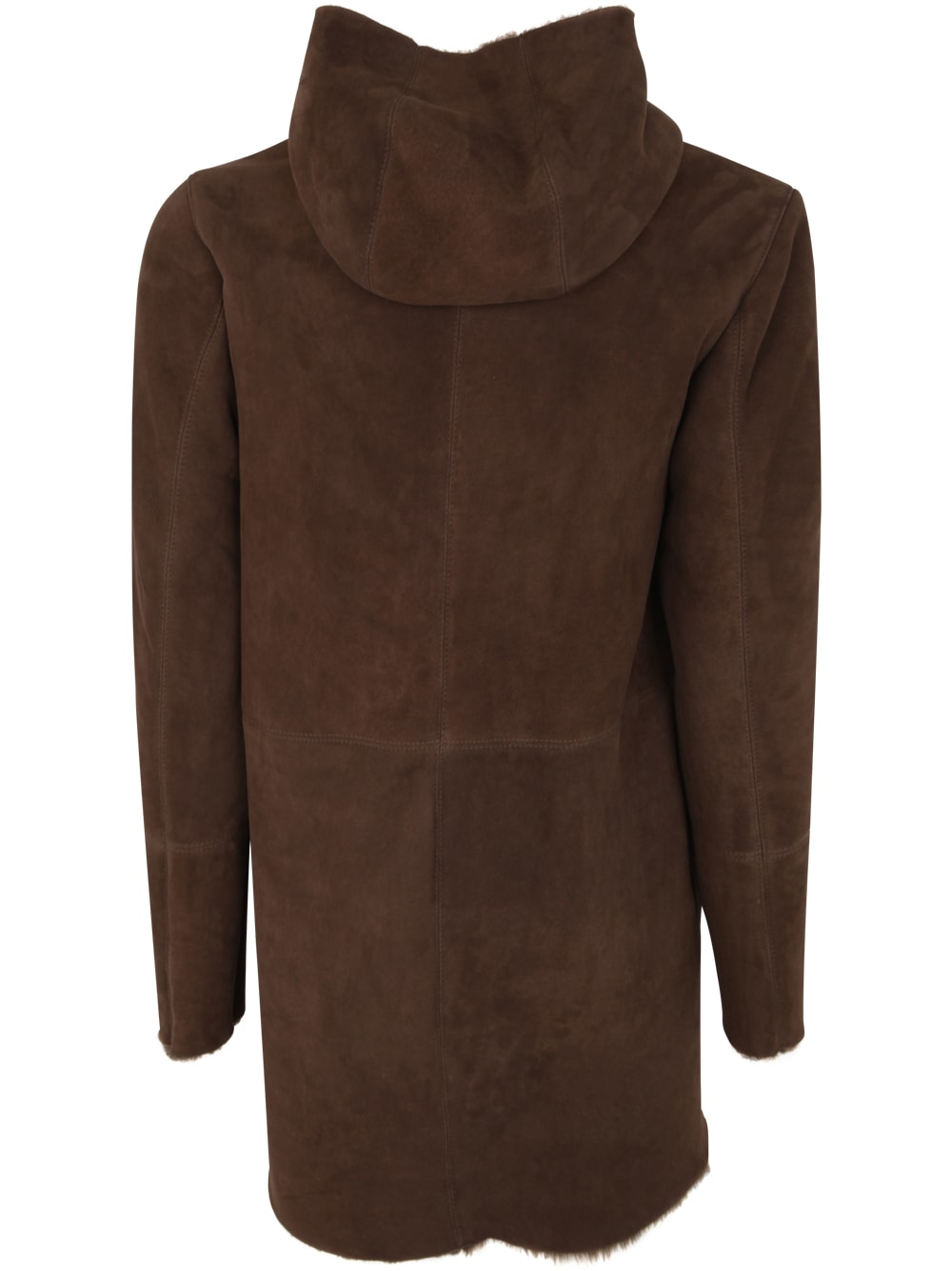 Shop Giorgio Brato Sheepskin Long Coat With Hood In Taupe