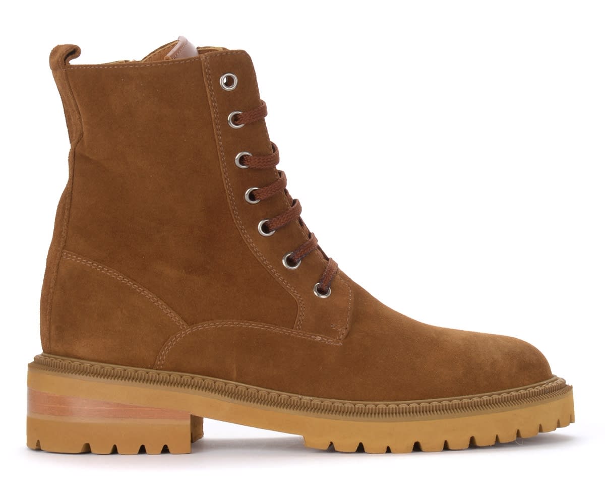 Via Roma 15 Combat Boot In Leather Color Suede