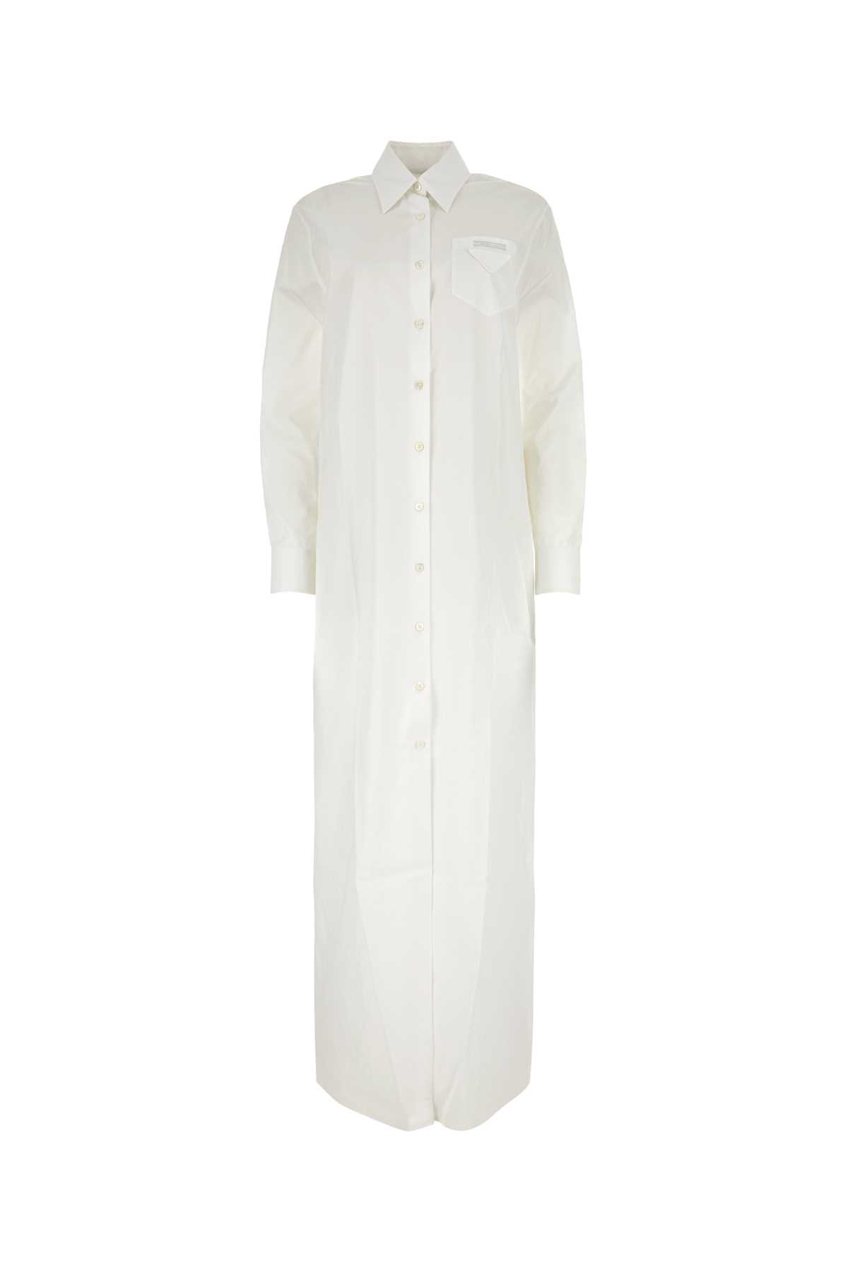 Prada White Cotton Shirt Dress