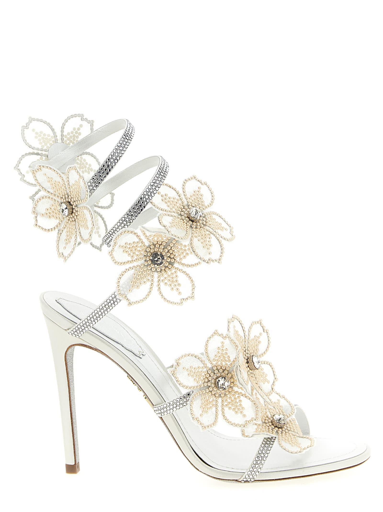 René Caovilla peach Flower Sandals