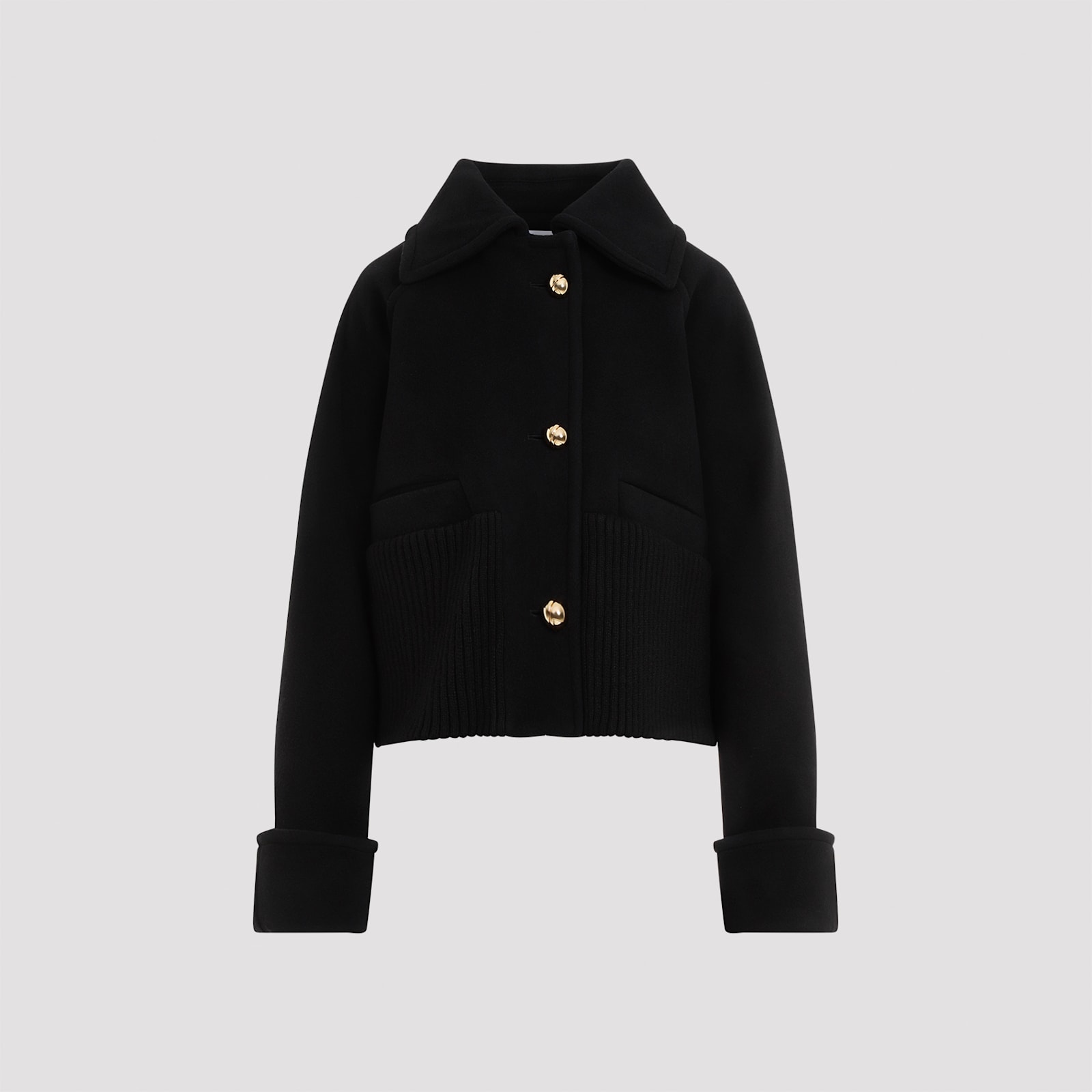 Shop Patou Rib Cropped Coat In B Black