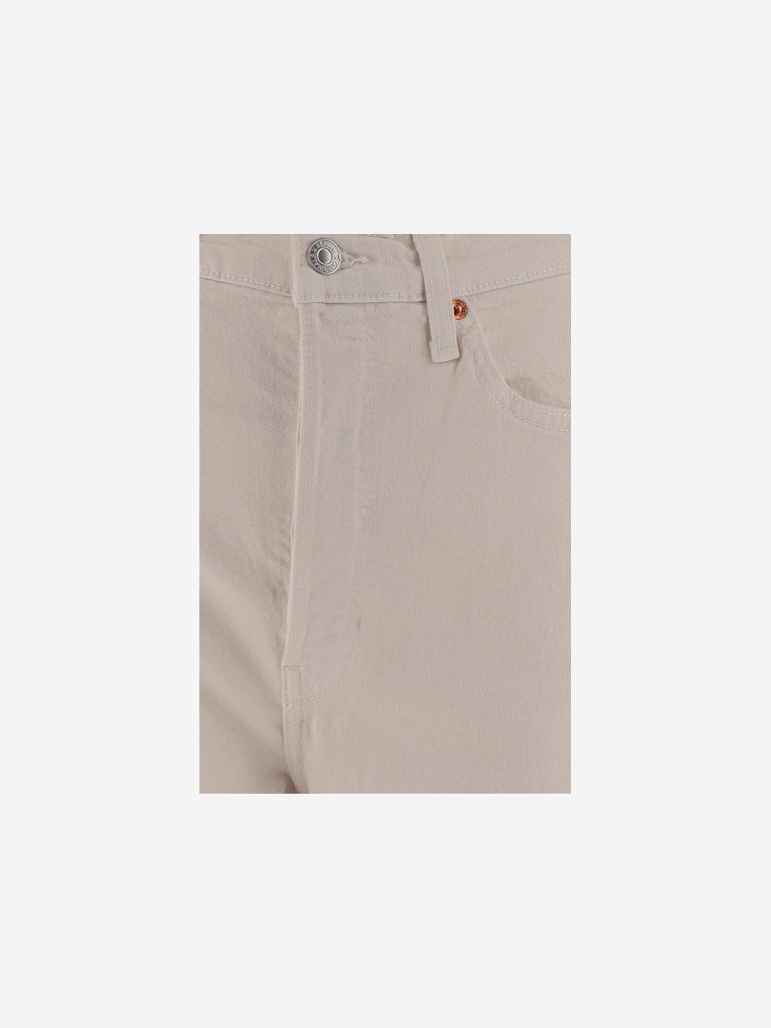 Re/done Beige Stretch Cotton Pants In Neutral