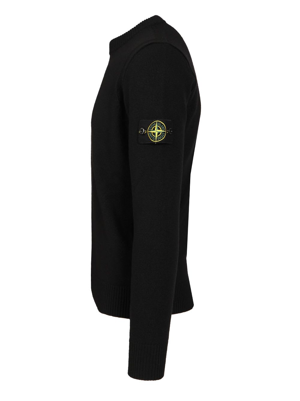 Stone Island Lambswool Crewneck Sweater In Black