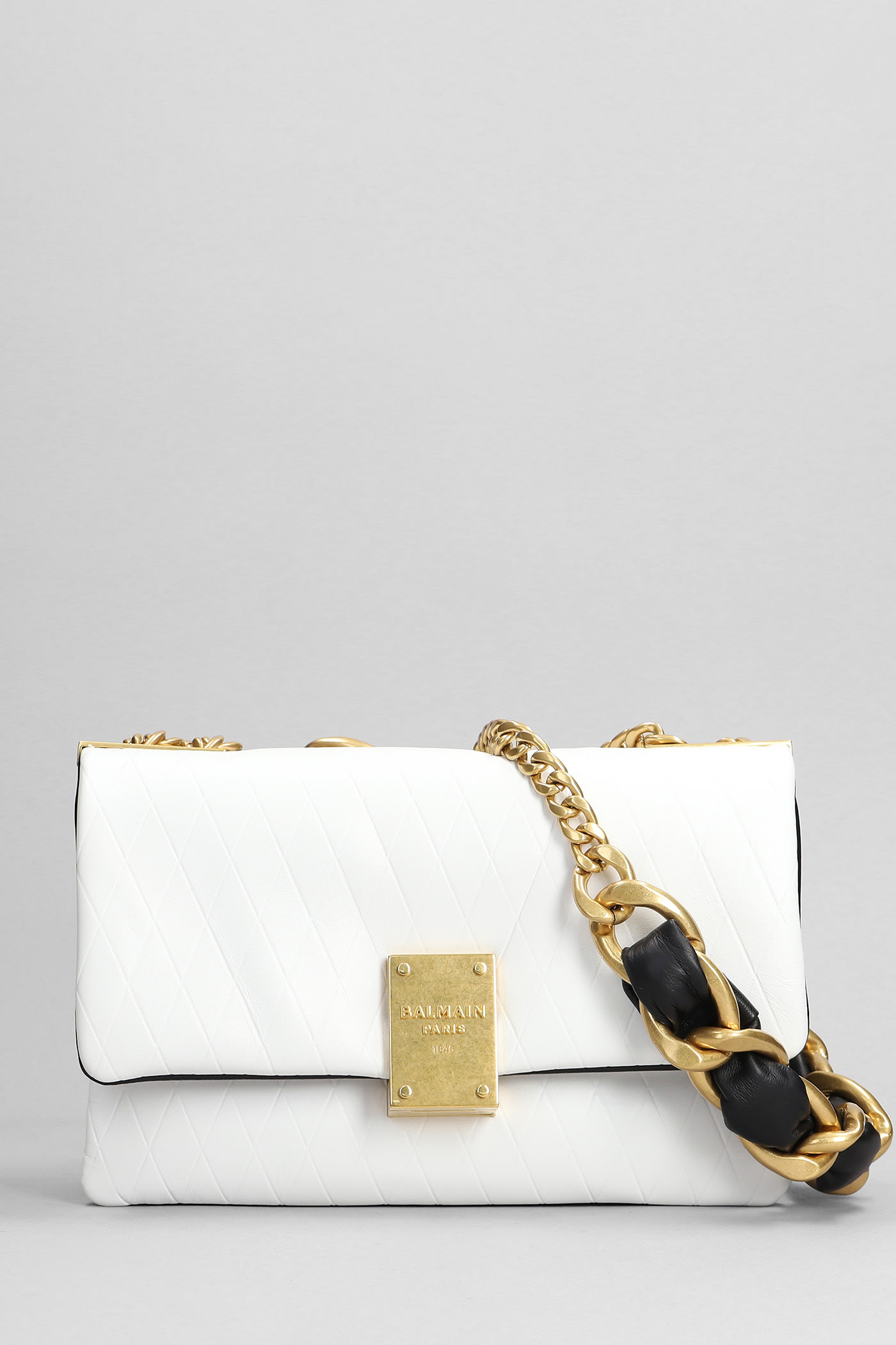 Shop Balmain 1945 Soft Shoulder Bag In White Leather