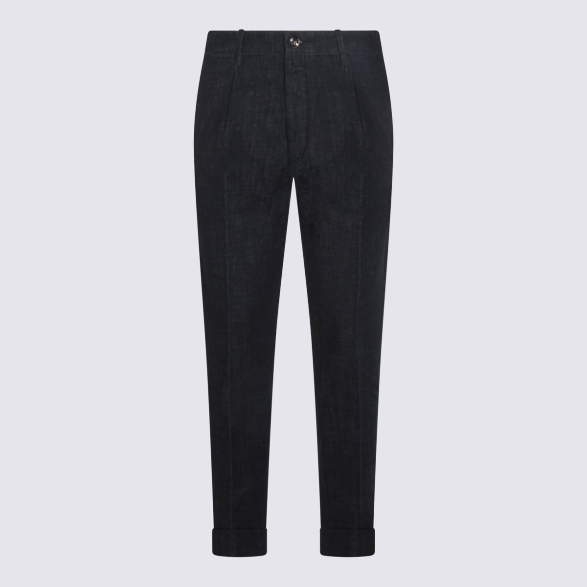 Jacob Cohen Straight Trousers With Cuffed Hem And Pockets In Black