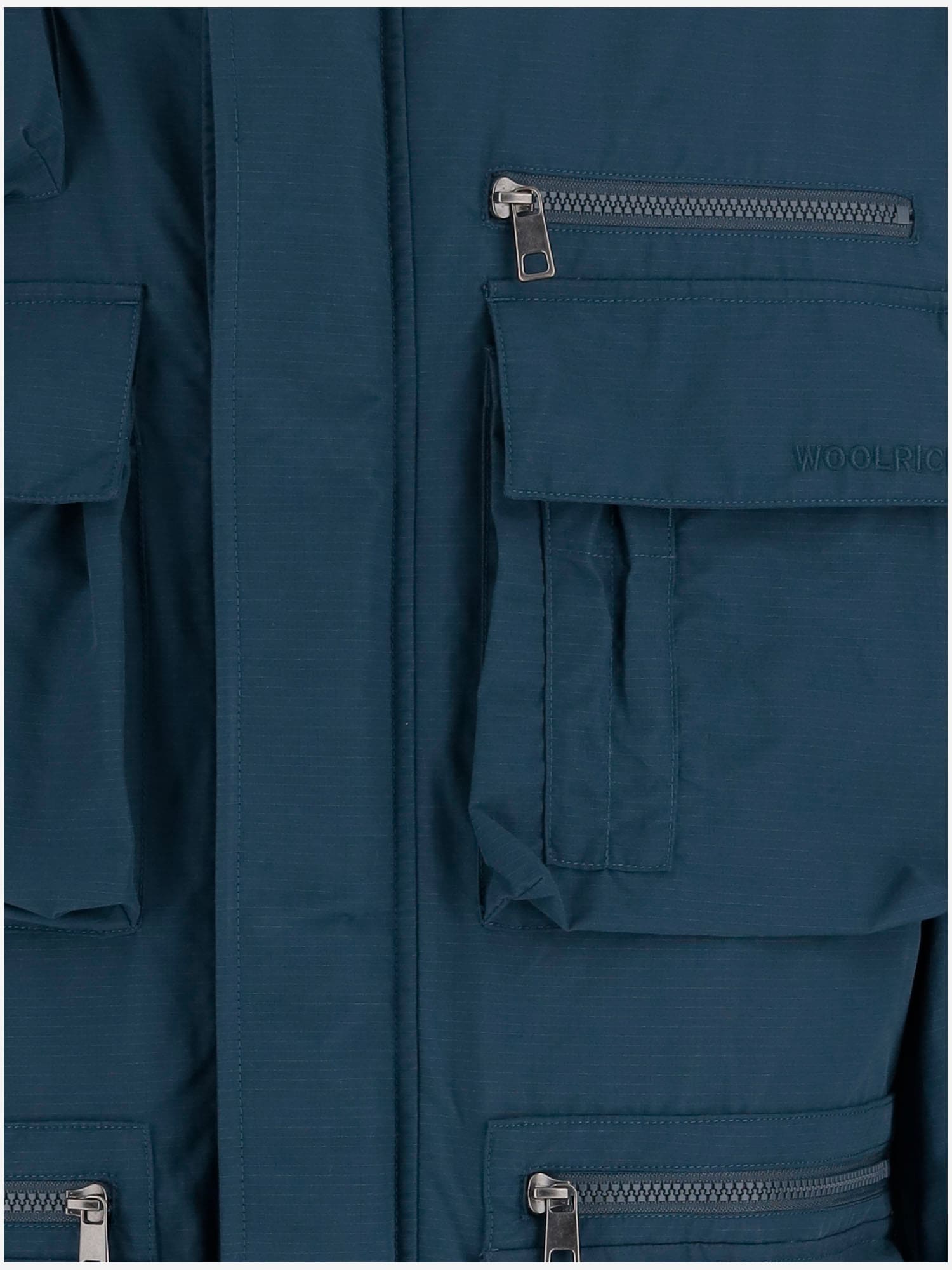 Woolrich Navy Blue Jacket With Press-stud And Zip Fastening