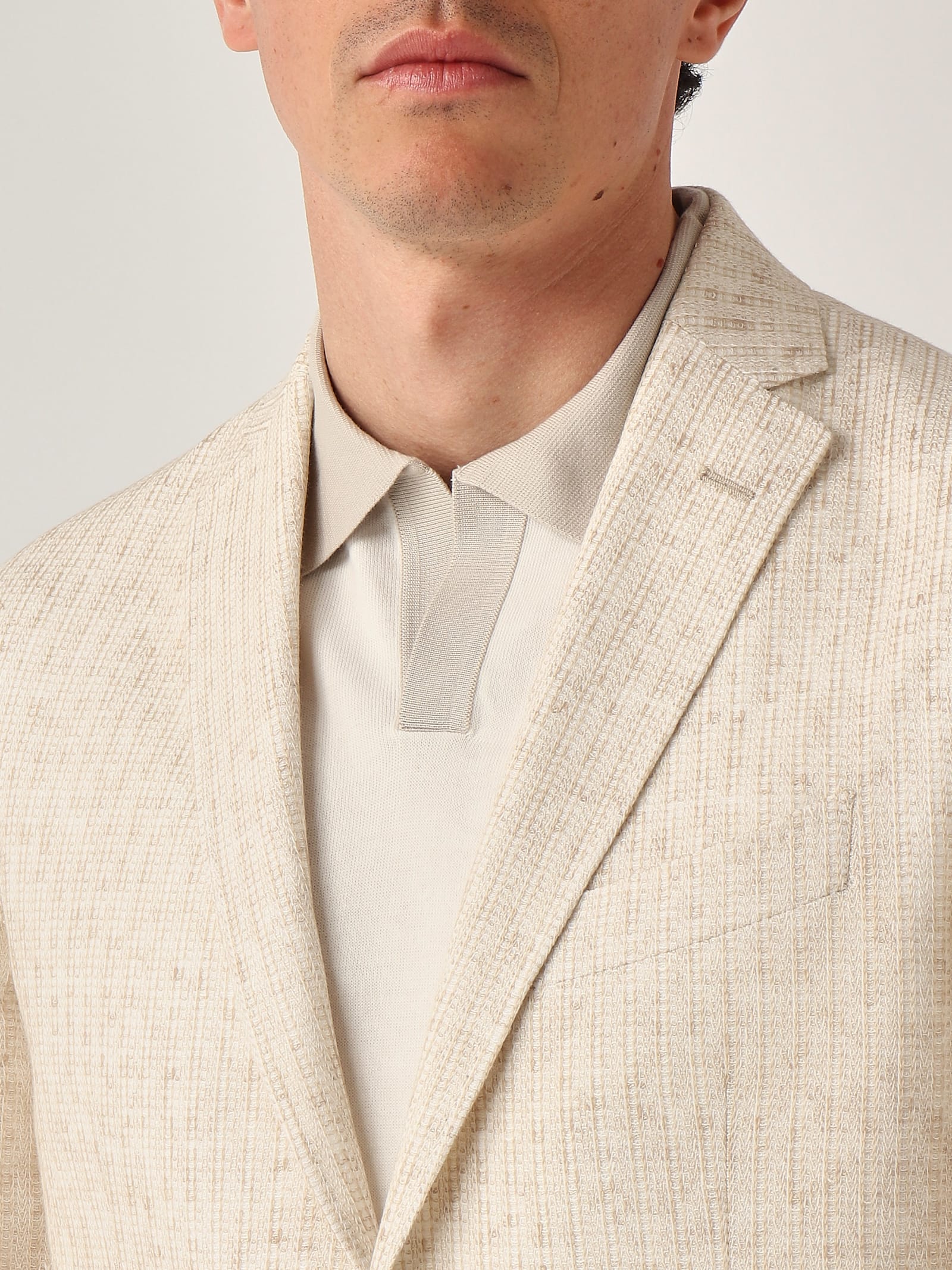Etro Patterned Blazer With Pockets And Lapel In Beige