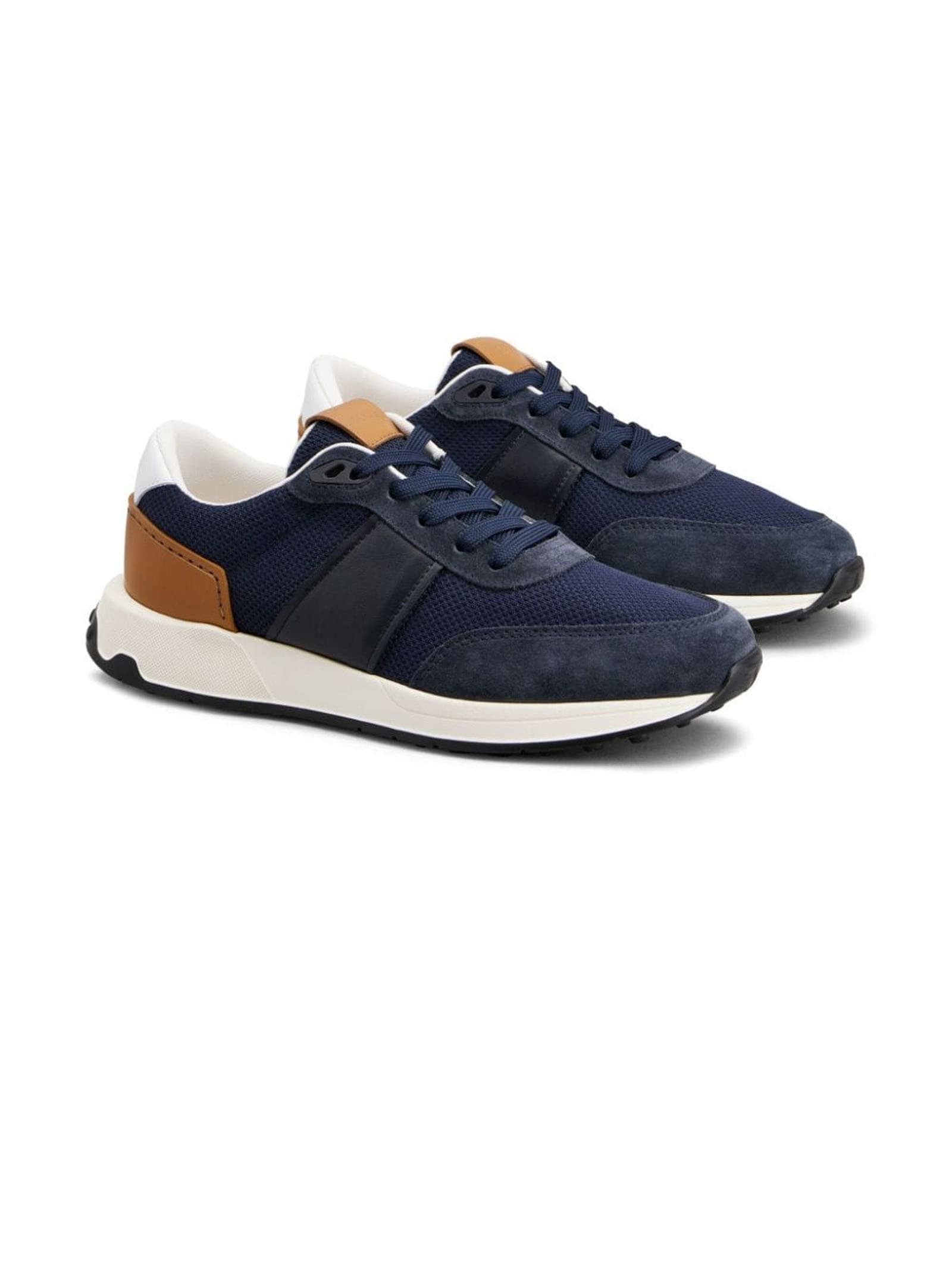 Shop Tod's Sneakers In Leather And Technical Fabric In Blue