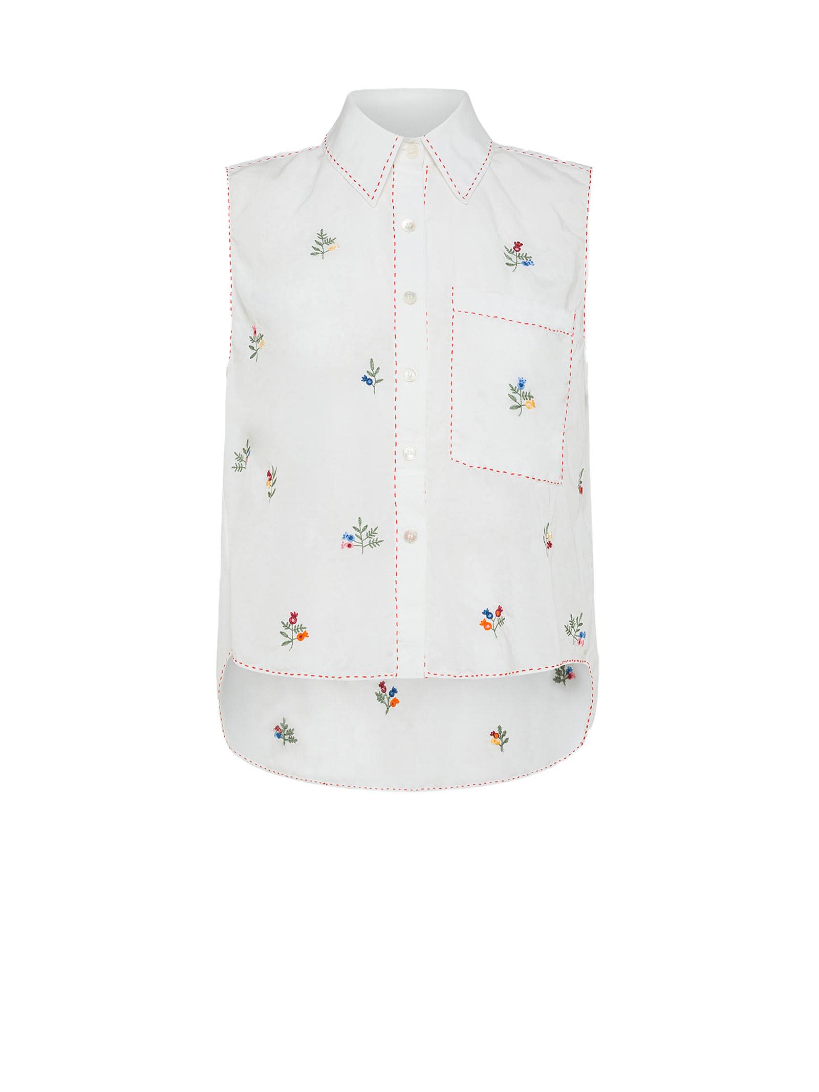 Shirt With Embroidered Flowers