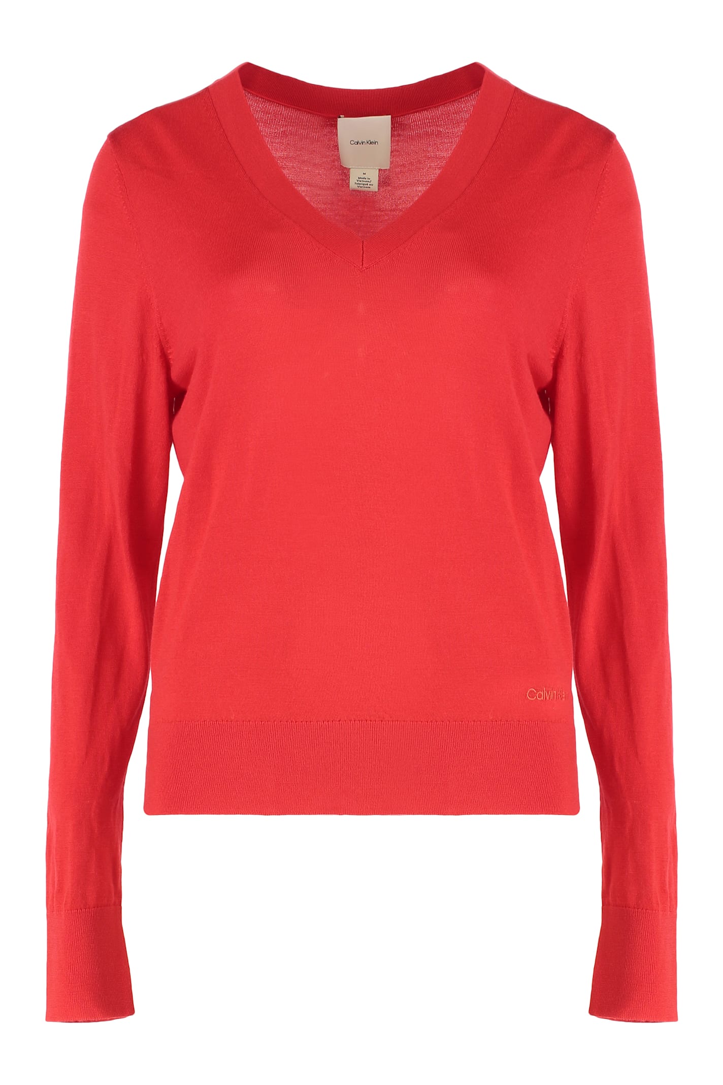 Calvin Klein Sweater In Wool In Orange