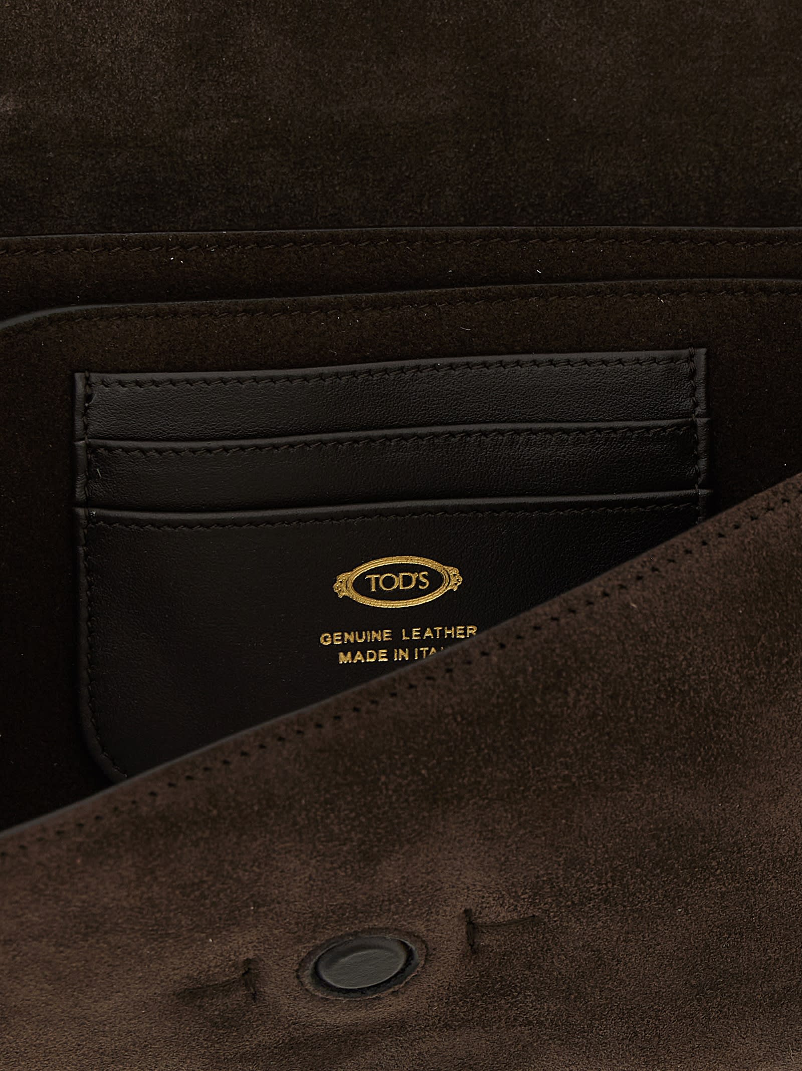 Tod's Mini T Timeless Suede Shoulder Bag In Brown