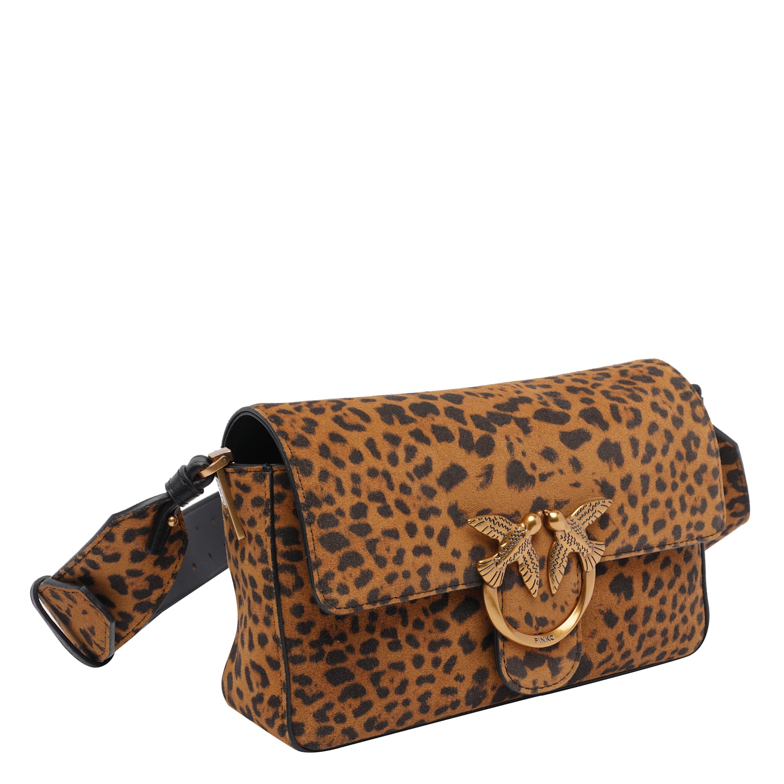 Pinko Slouchy Bag In Leopard Suede In Brown