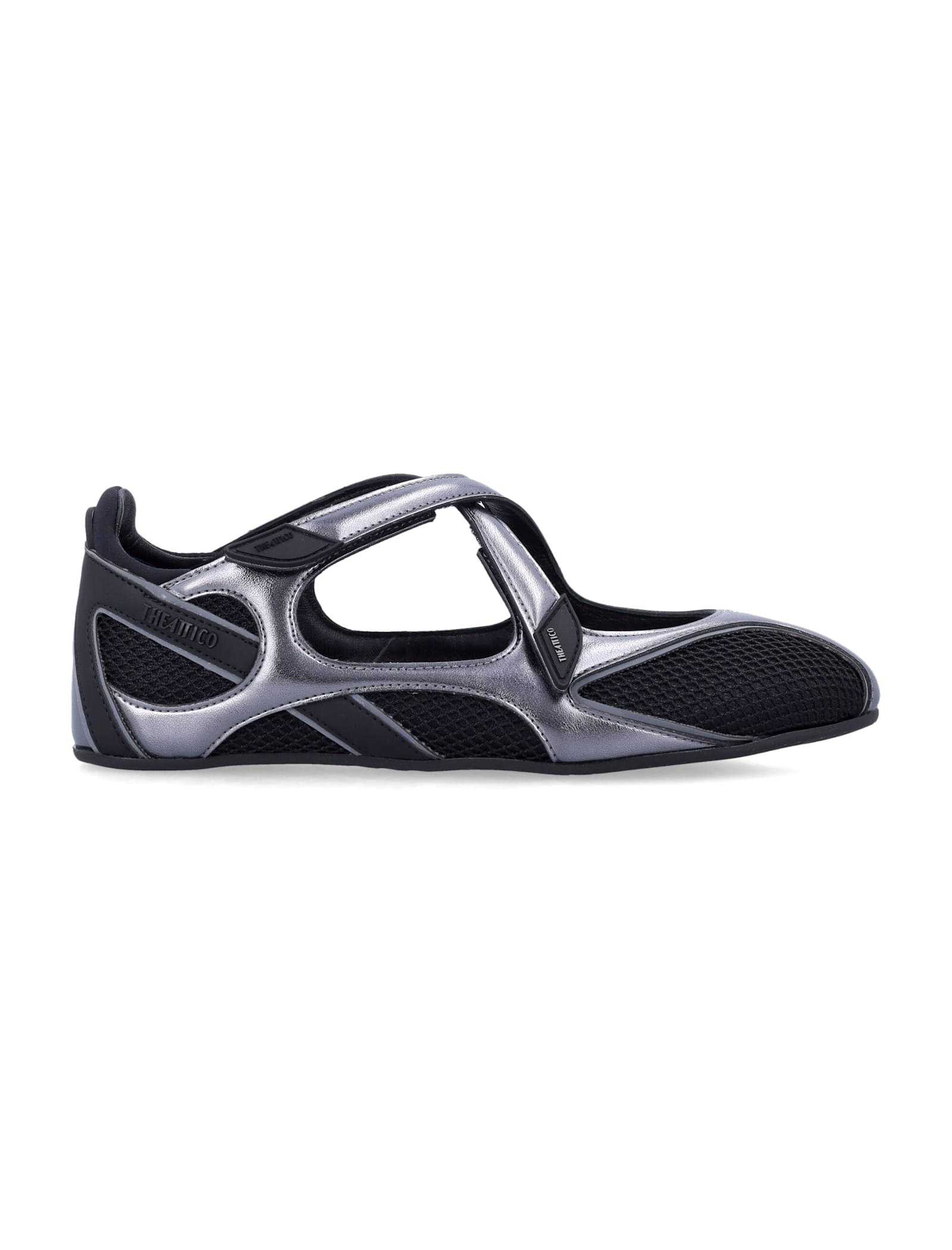 Attico Contemporary Black Ballerinas With Crisscross Straps In Black