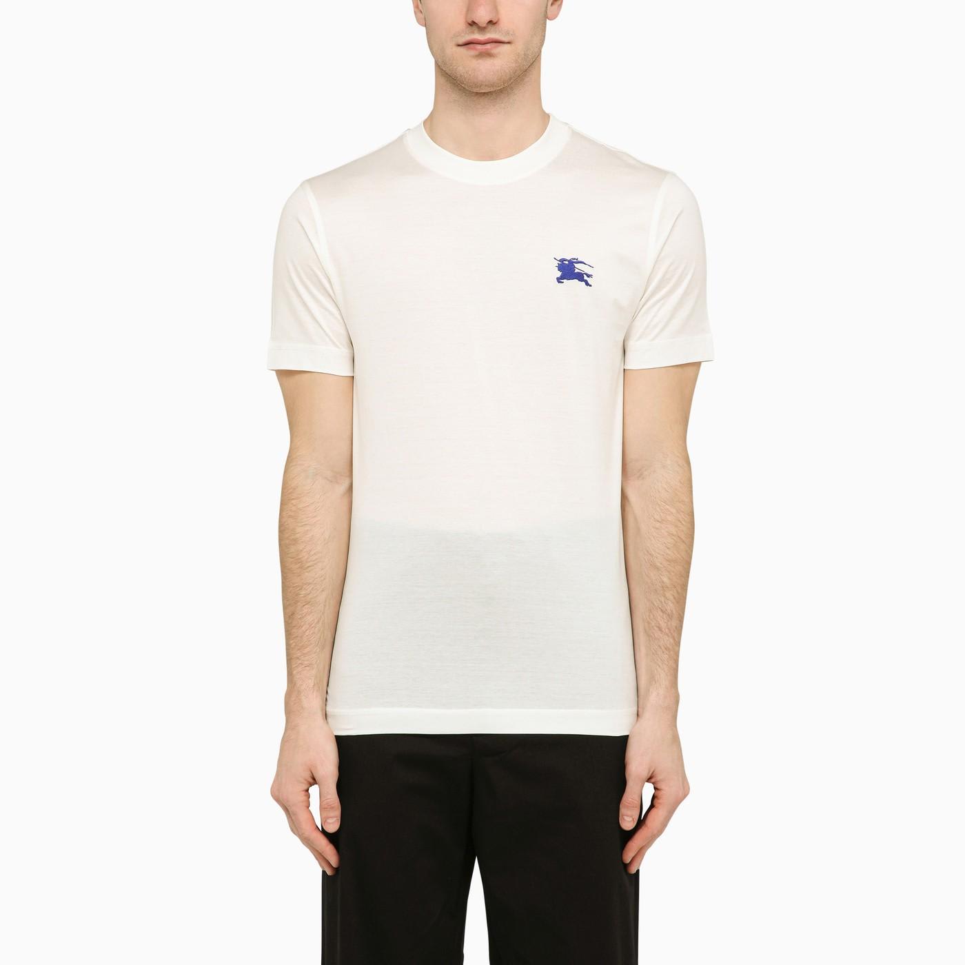 White T-shirt With Logo Embroidery
