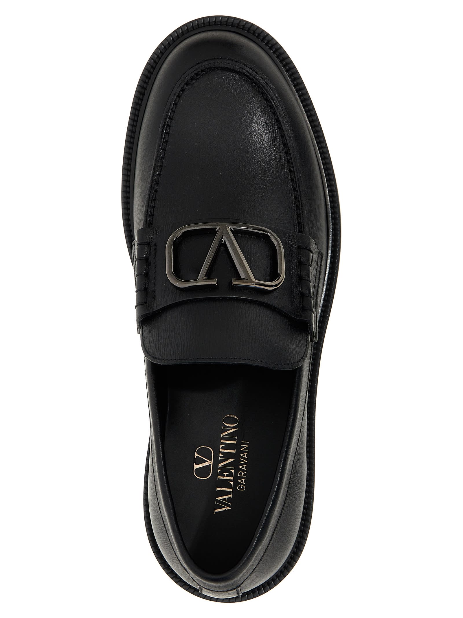 Shop Valentino Vlogo Signature Loafers In Black