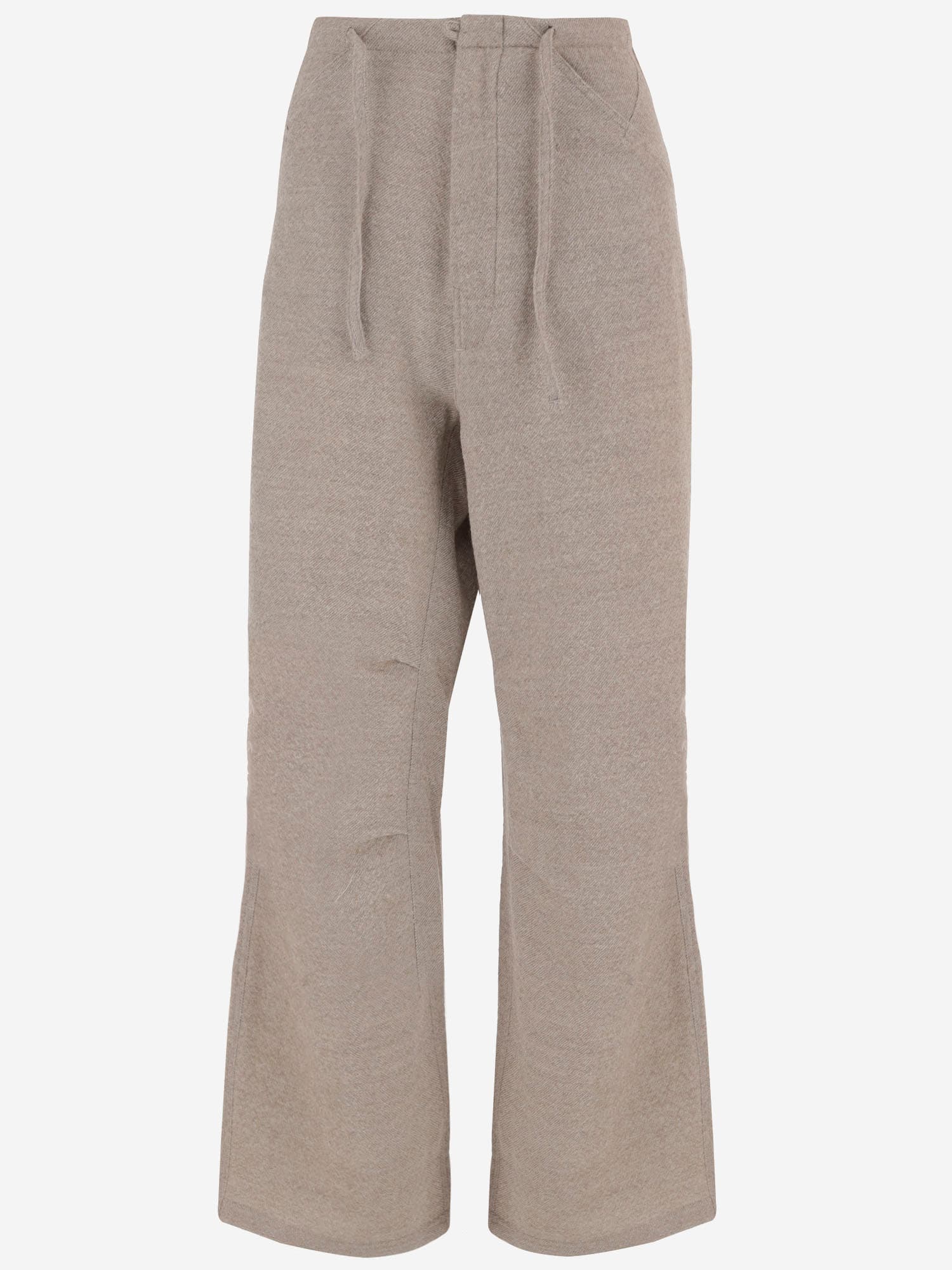 Darkpark Oversized Wool Trousers With Drawstring In Gray