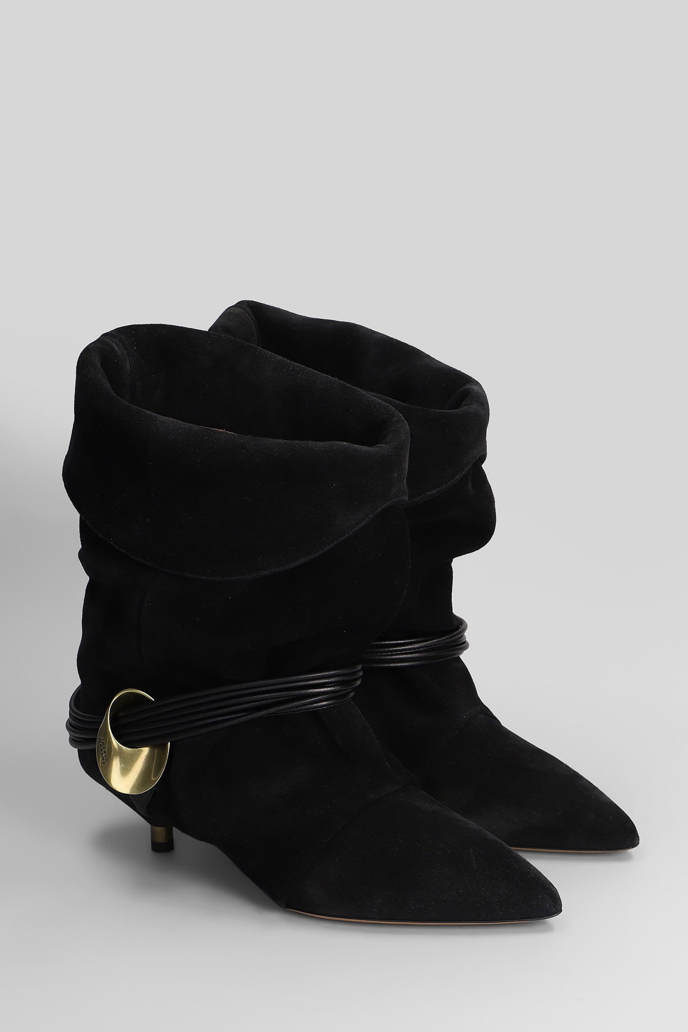 Isabel Marant Edrika Low Heels Ankle Boots In Black Suede In Black
